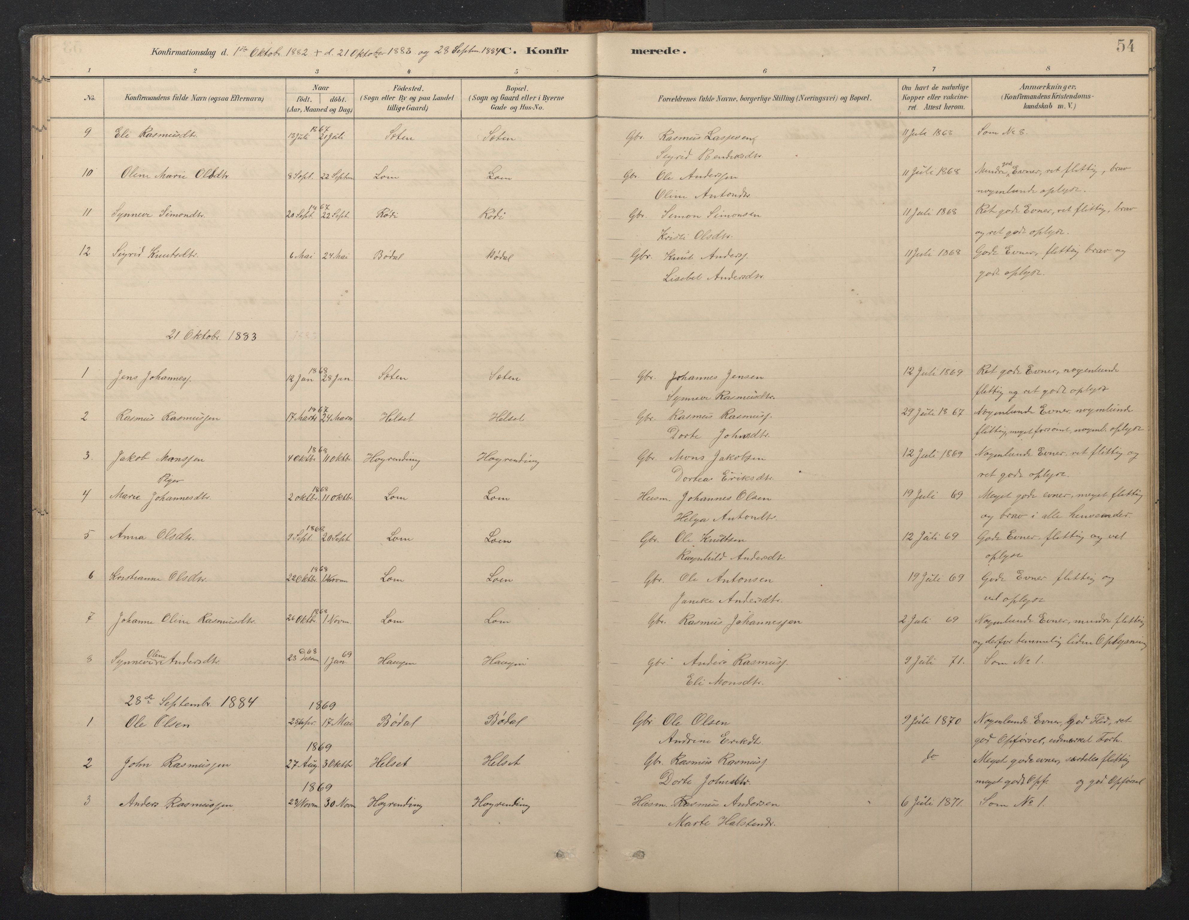 Stryn Sokneprestembete, AV/SAB-A-82501: Parish register (copy) no. B 3, 1881-1918, p. 53b-54a