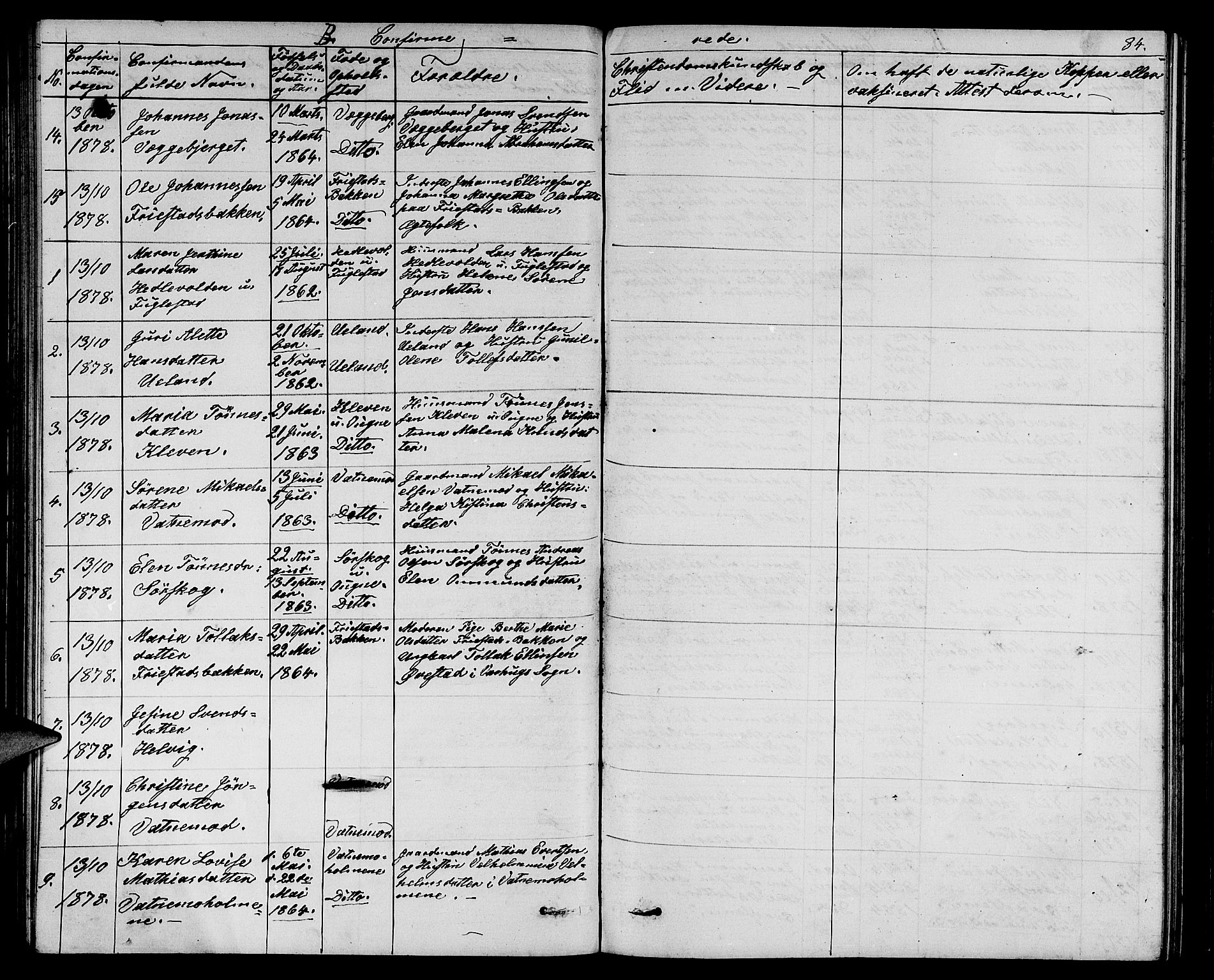 Eigersund sokneprestkontor, AV/SAST-A-101807/S09/L0006: Parish register (copy) no. B 6, 1876-1889, p. 84