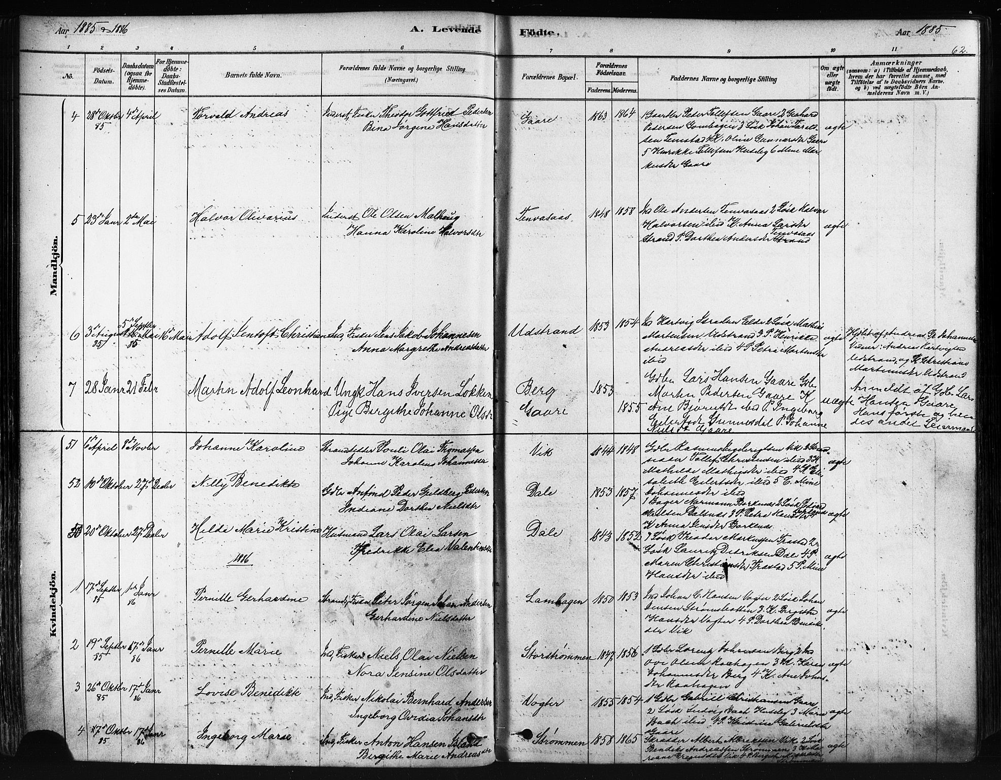 Kvæfjord sokneprestkontor, SATØ/S-1323/G/Ga/Gaa/L0005kirke: Parish register (official) no. 5, 1878-1894, p. 62