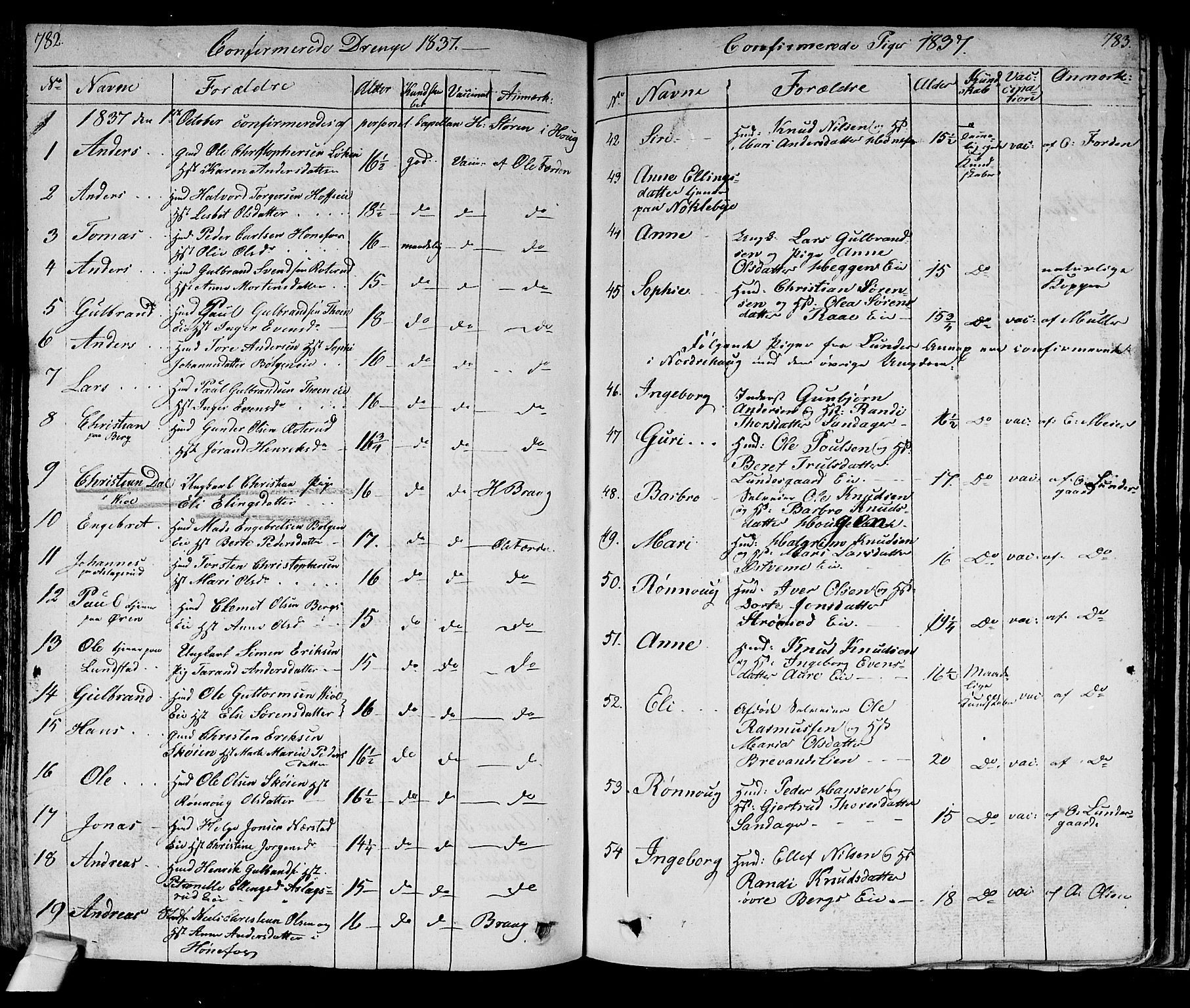 Norderhov kirkebøker, AV/SAKO-A-237/F/Fa/L0009: Parish register (official) no. 9, 1819-1837, p. 782-783