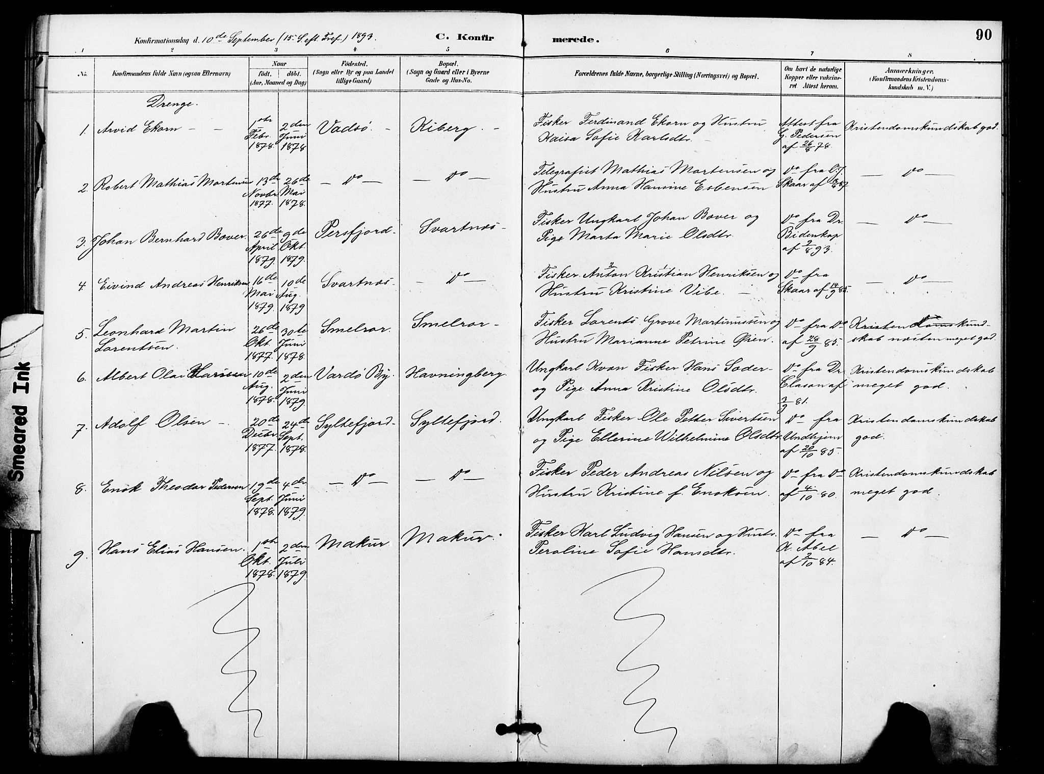 Vardø sokneprestkontor, SATØ/S-1332/H/Ha/L0009kirke: Parish register (official) no. 9, 1887-1898, p. 90