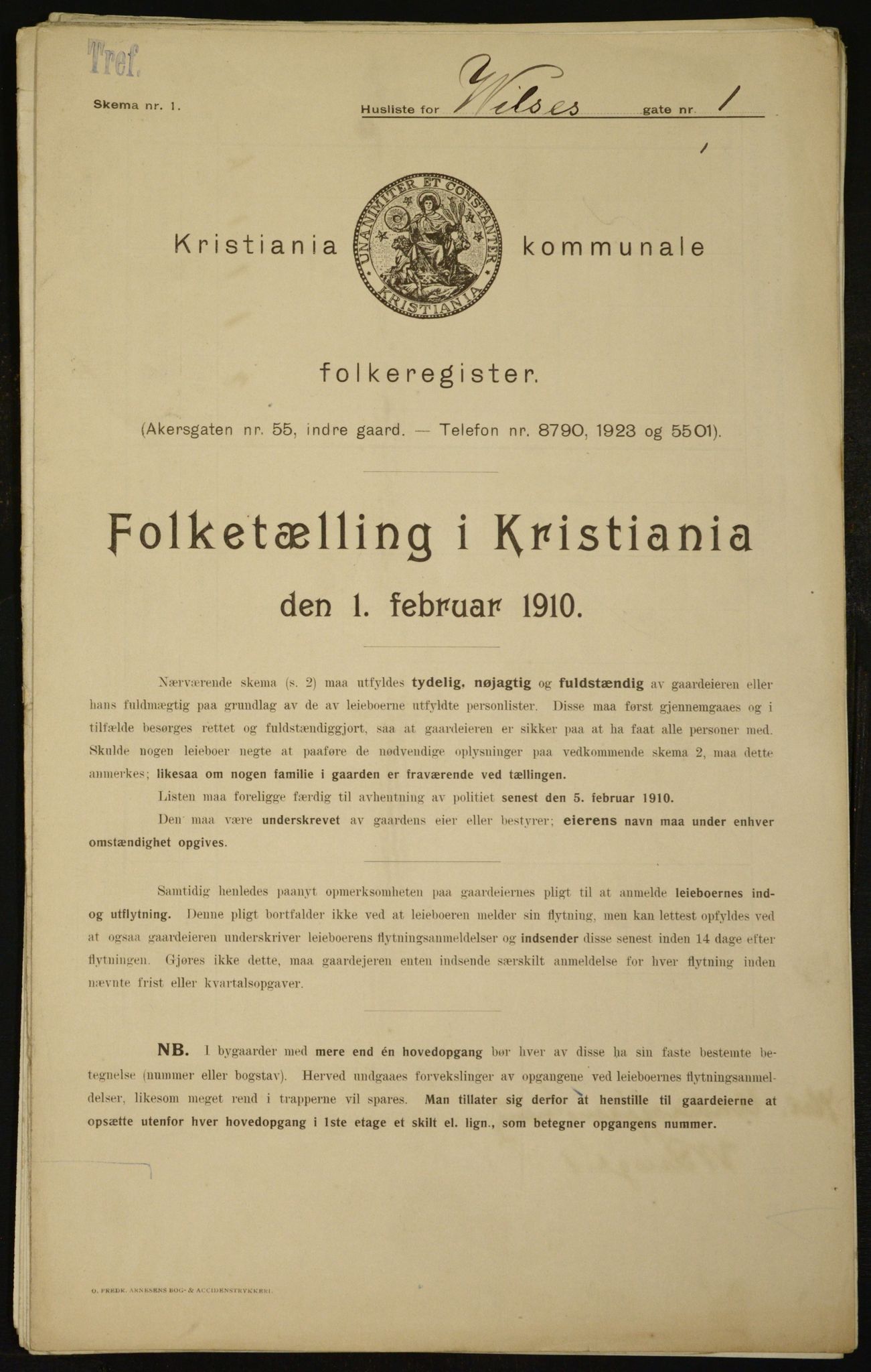 OBA, Municipal Census 1910 for Kristiania, 1910, p. 121620