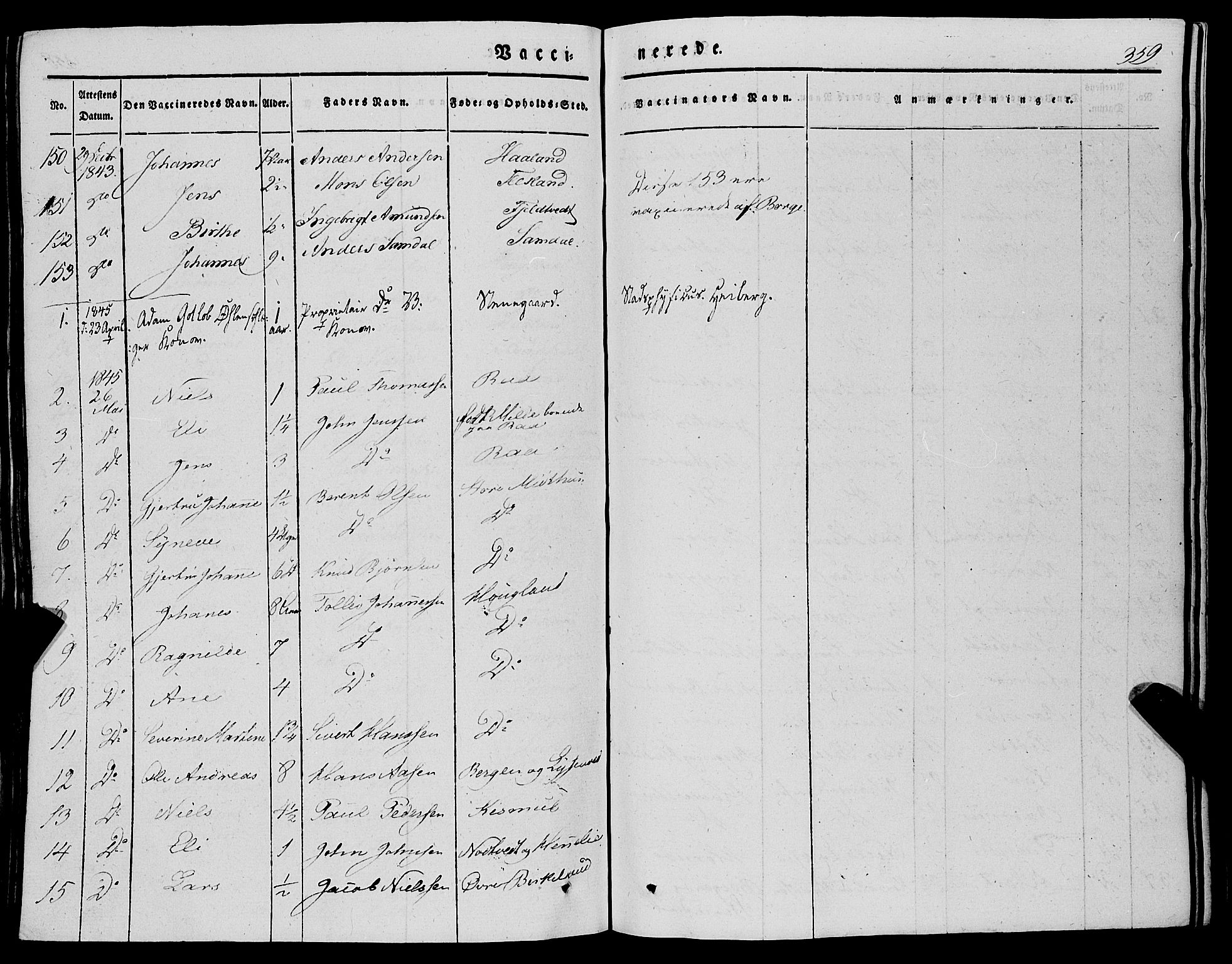 Fana Sokneprestembete, SAB/A-75101/H/Haa/Haaa/L0008: Parish register (official) no. A 8, 1829-1851, p. 359