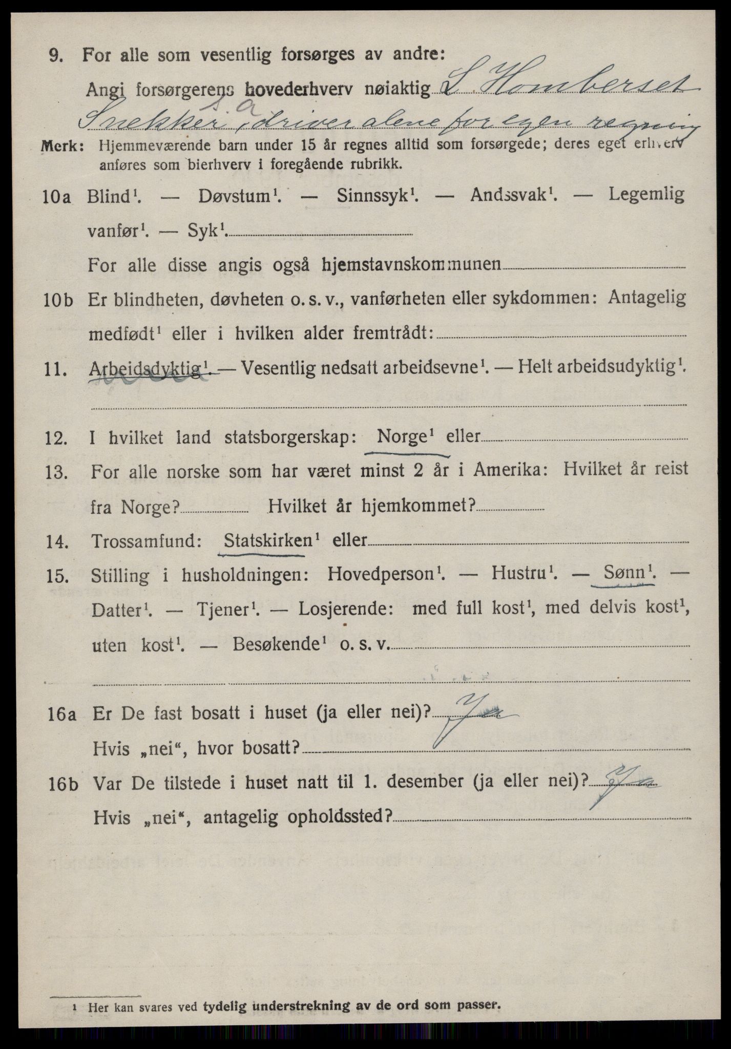 SAT, 1920 census for Volda, 1920, p. 7965