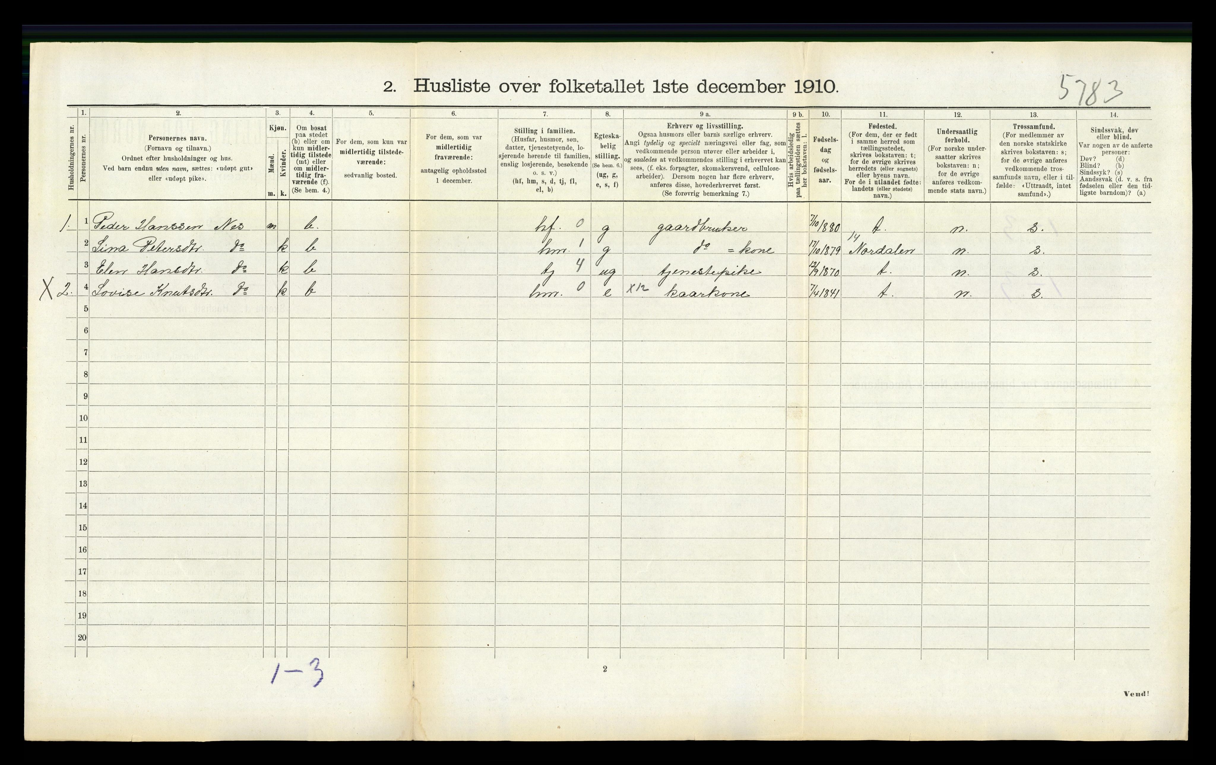 RA, 1910 census for Skodje, 1910, p. 316