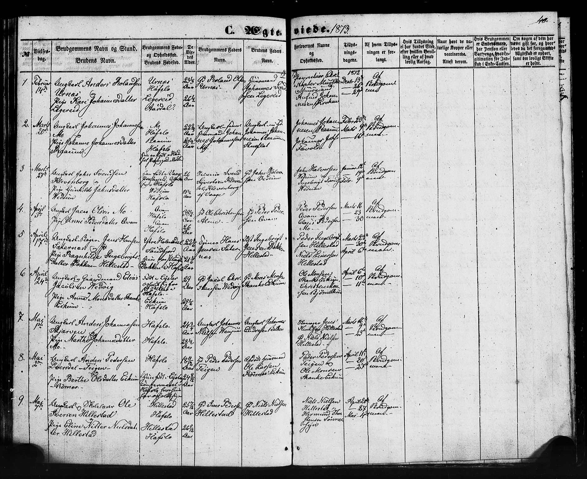 Hafslo sokneprestembete, AV/SAB-A-80301/H/Haa/Haaa/L0013: Parish register (official) no. A 13, 1854-1879, p. 40