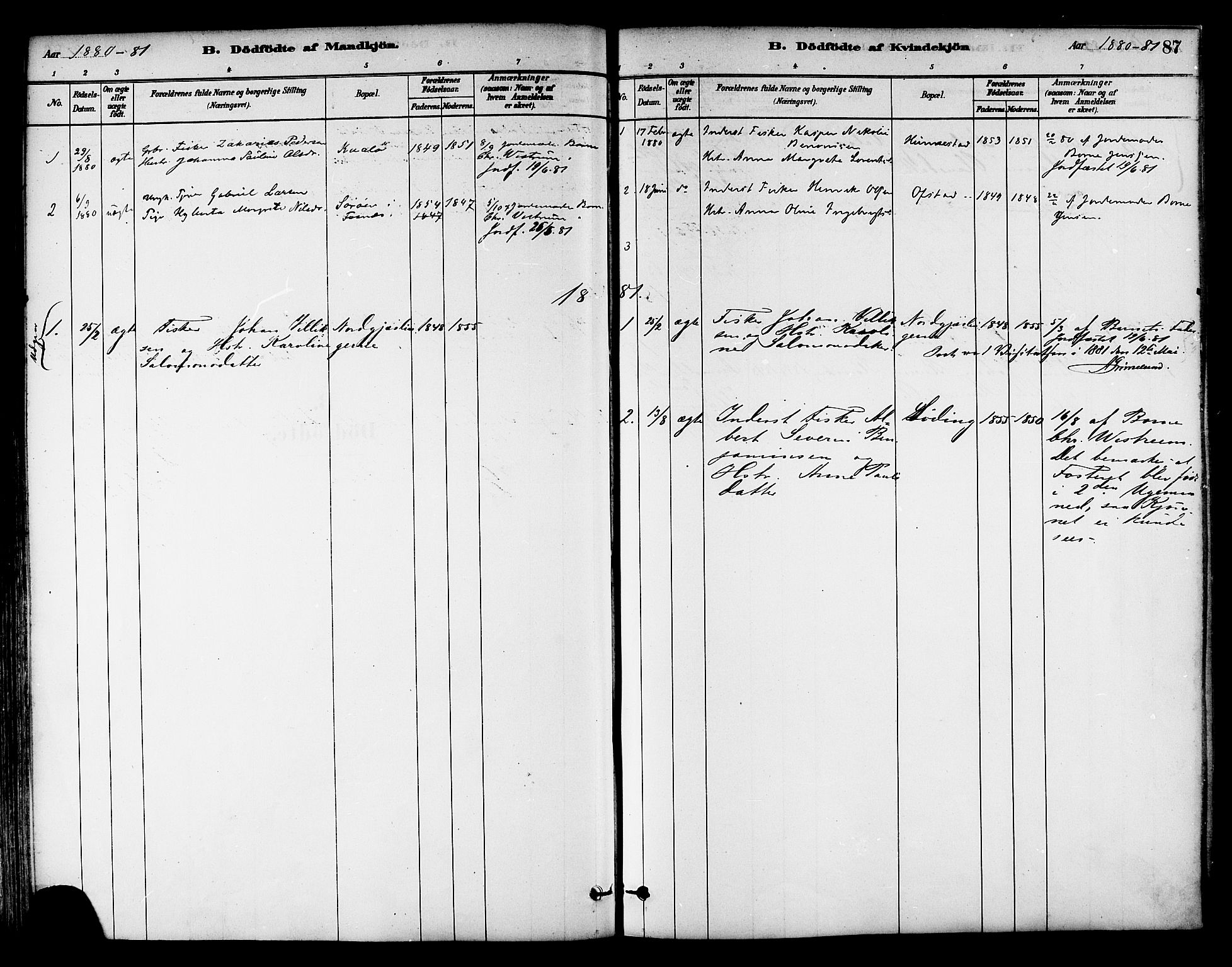 Ministerialprotokoller, klokkerbøker og fødselsregistre - Nord-Trøndelag, SAT/A-1458/786/L0686: Parish register (official) no. 786A02, 1880-1887, p. 87