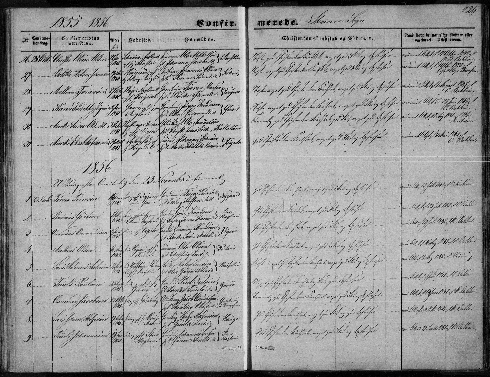 Torvastad sokneprestkontor, SAST/A -101857/H/Ha/Haa/L0009: Parish register (official) no. A 9, 1847-1856, p. 126