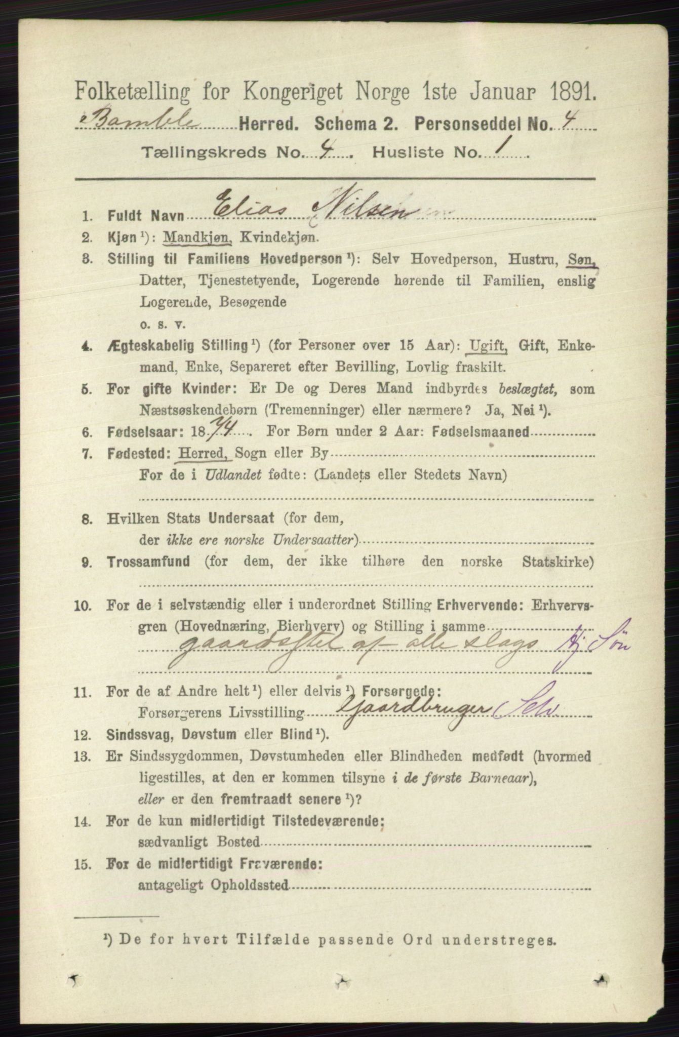 RA, 1891 census for 0814 Bamble, 1891, p. 1819