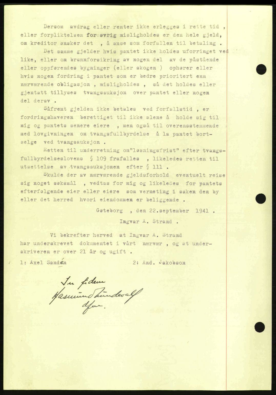 Kristiansund byfogd, AV/SAT-A-4587/A/27: Mortgage book no. 35, 1941-1942, Diary no: : 796/1941