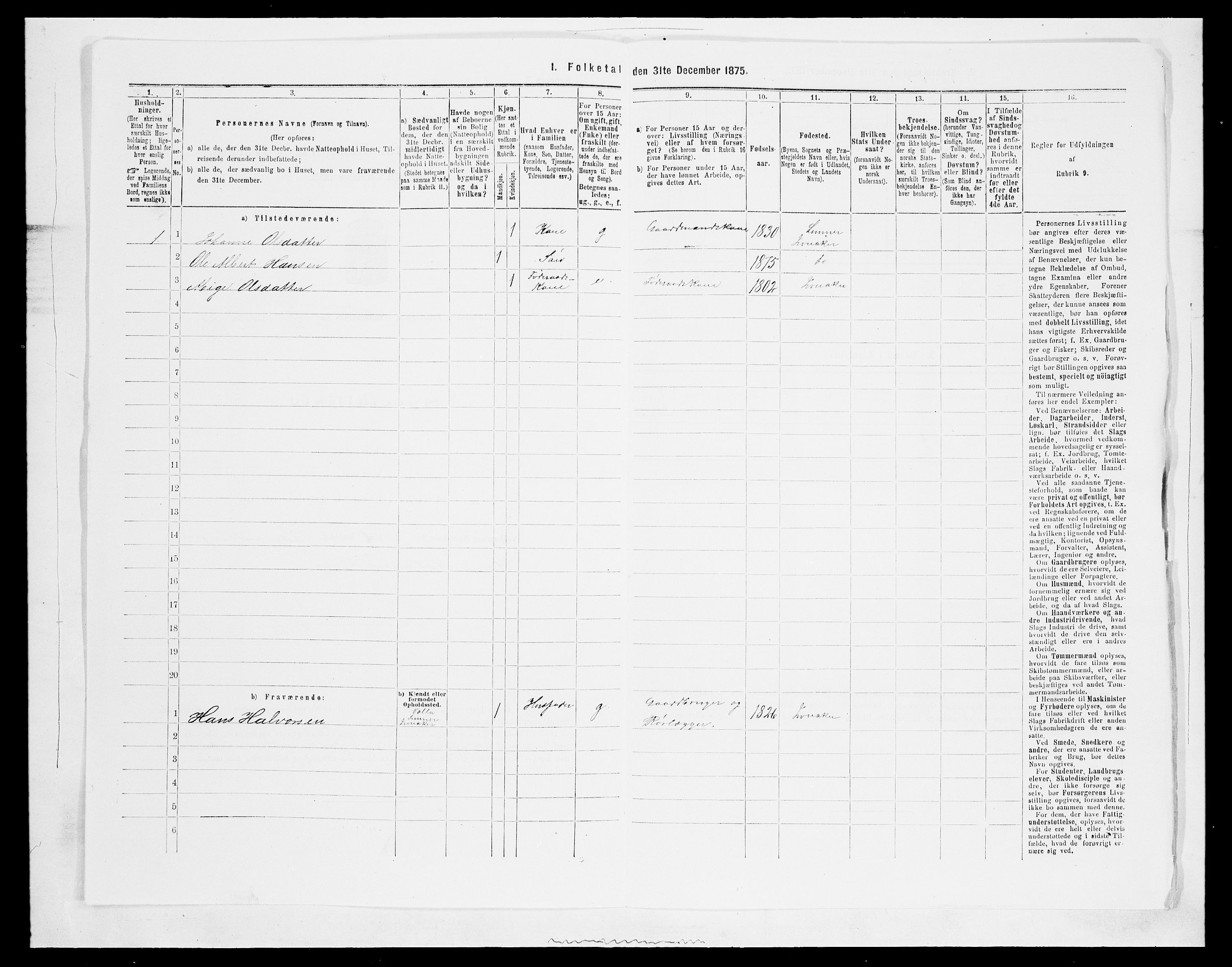 SAH, 1875 census for 0532P Jevnaker, 1875, p. 415