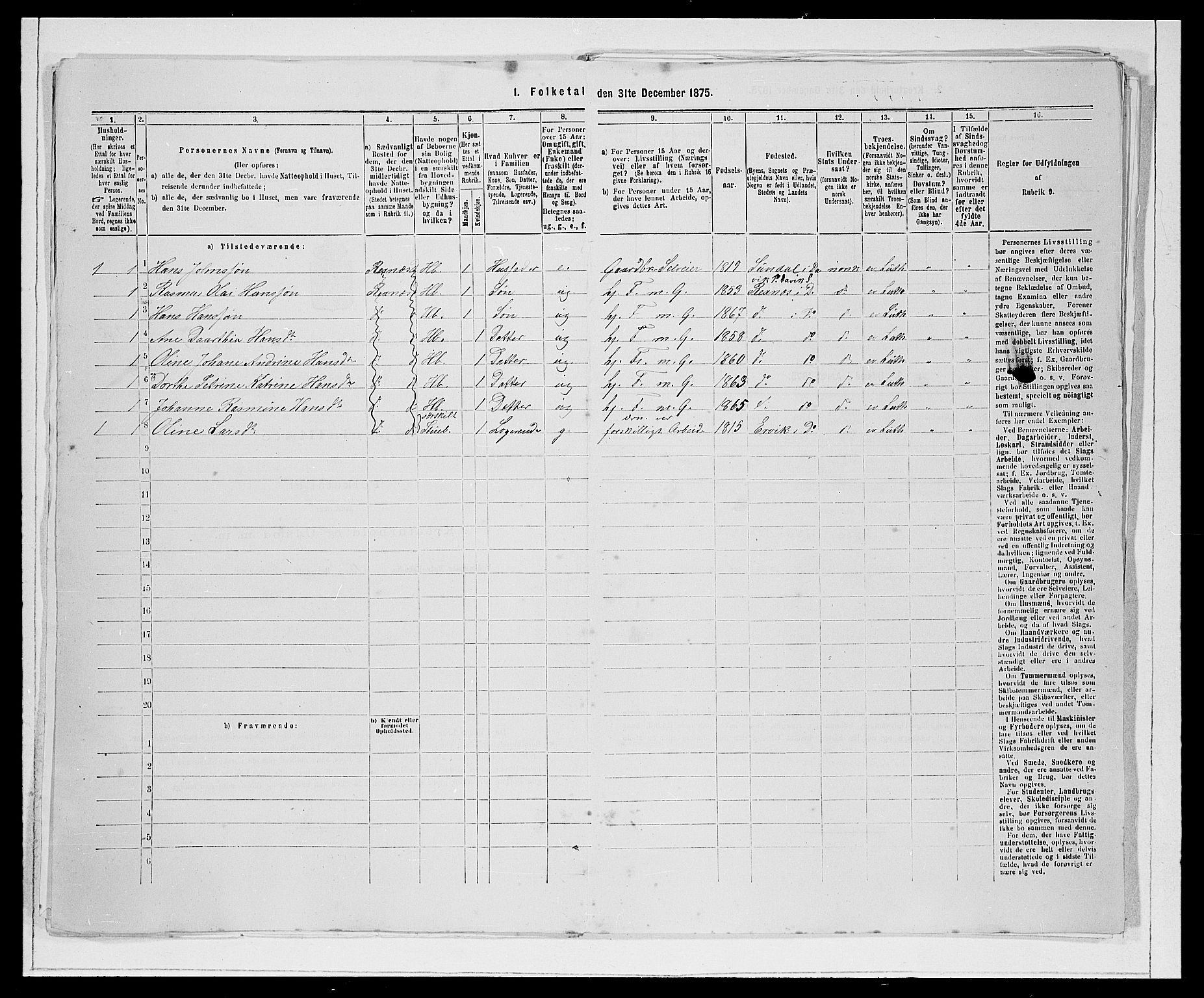 SAB, 1875 Census for 1442P Davik, 1875, p. 309