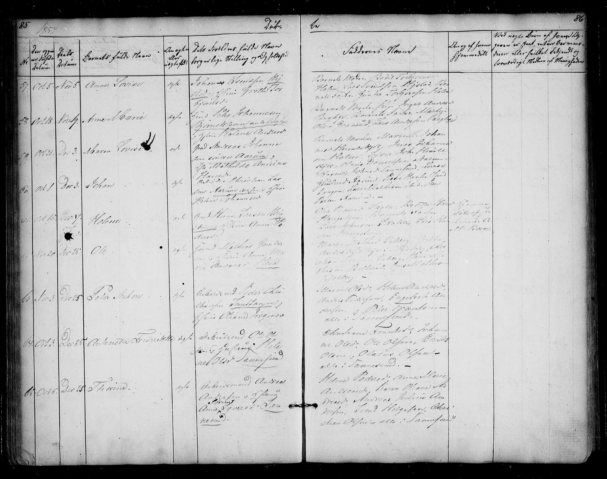 Borge prestekontor Kirkebøker, AV/SAO-A-10903/F/Fa/L0005: Parish register (official) no. I 5, 1848-1860, p. 85-86