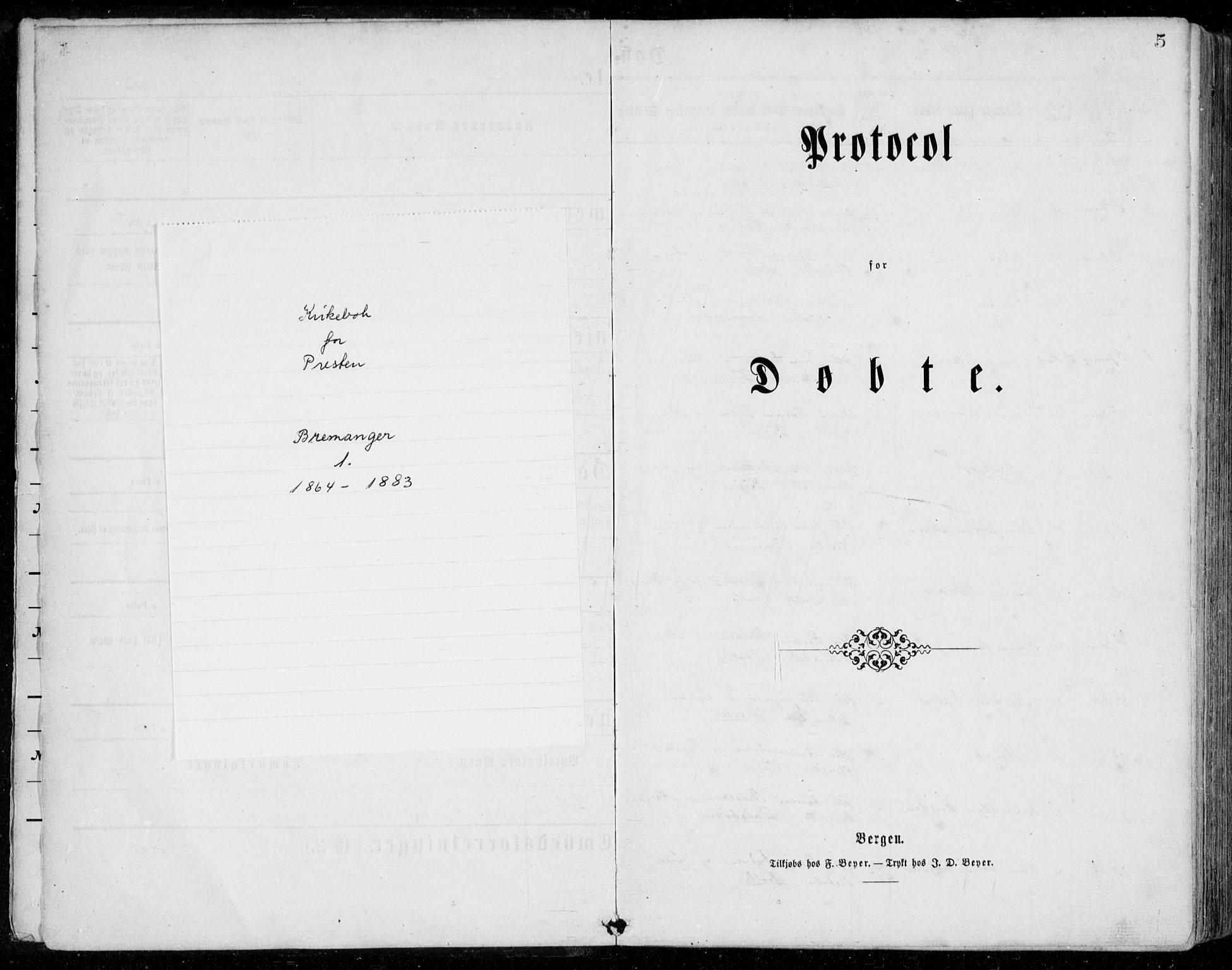 Bremanger sokneprestembete, SAB/A-82201/H/Haa/Haaa/L0001: Parish register (official) no. A  1, 1864-1883, p. 5