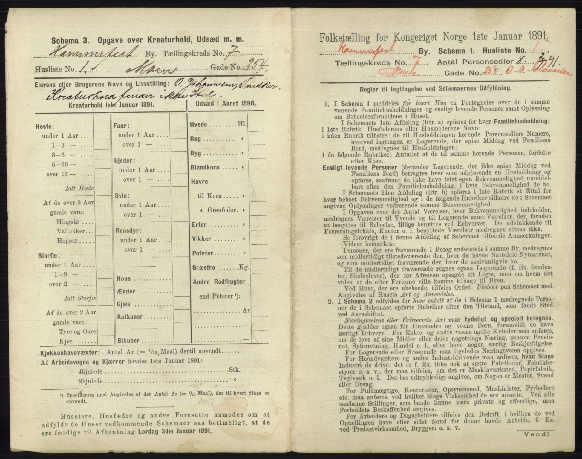 RA, 1891 census for 2001 Hammerfest, 1891, p. 2210