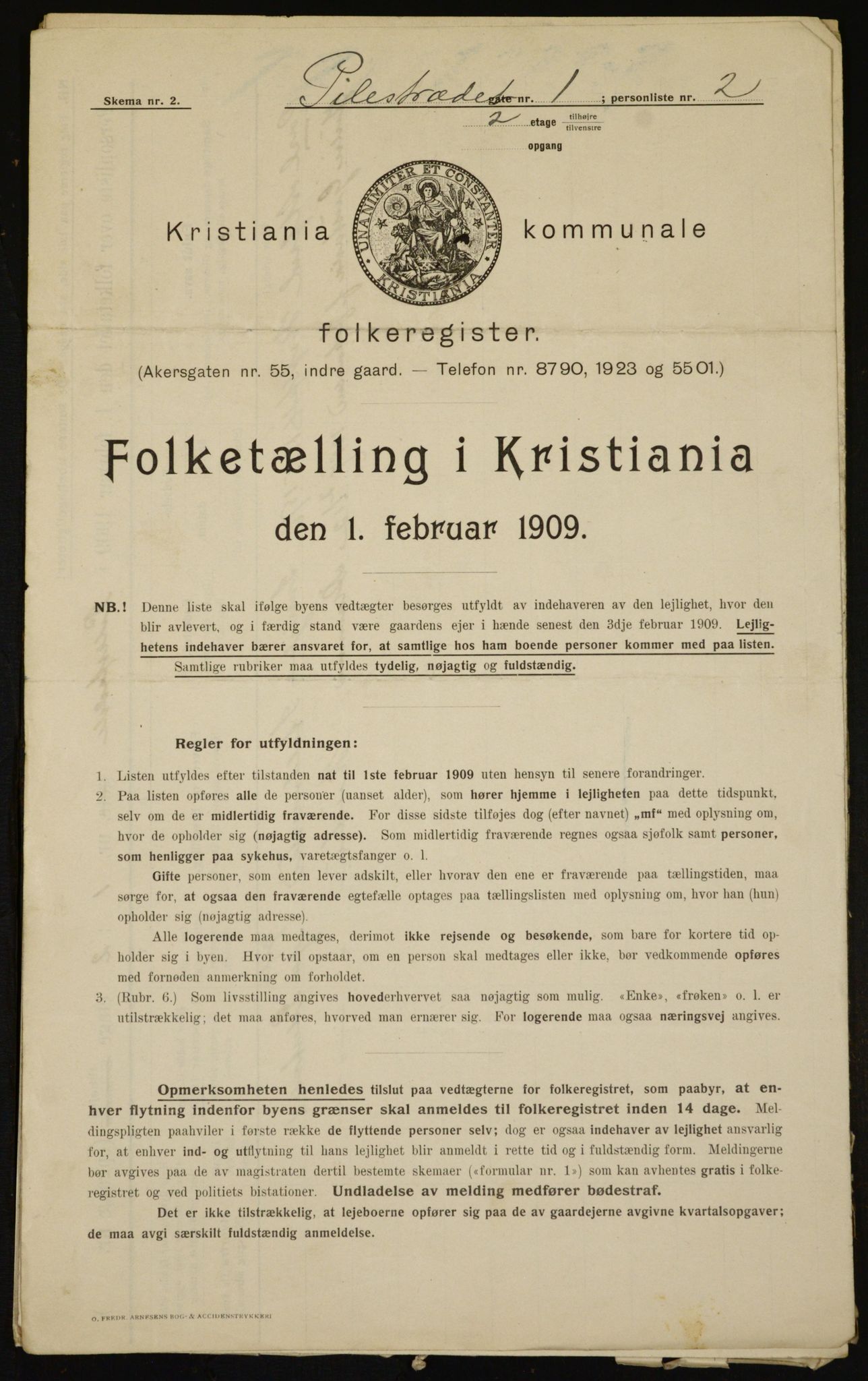 OBA, Municipal Census 1909 for Kristiania, 1909, p. 71385