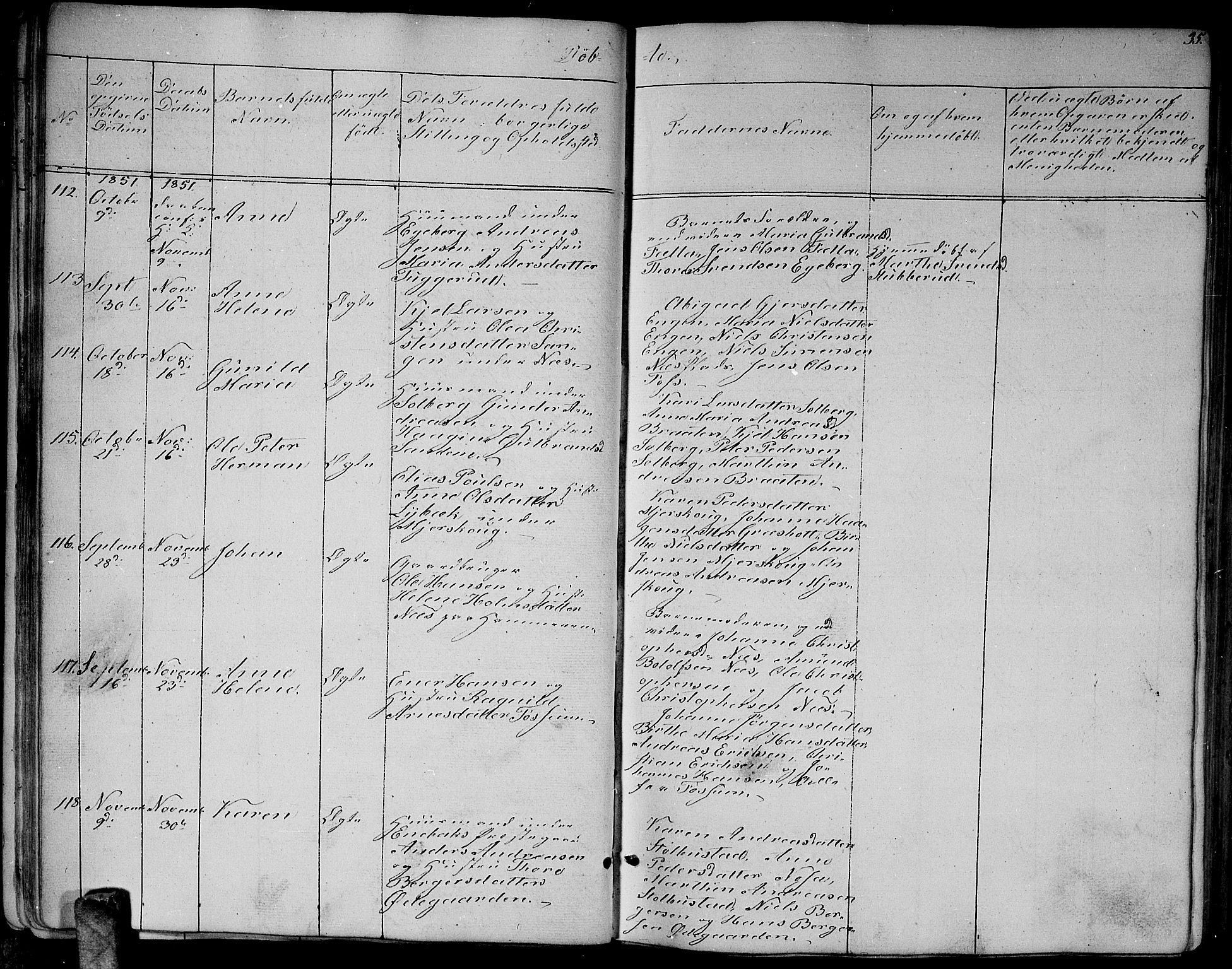 Enebakk prestekontor Kirkebøker, AV/SAO-A-10171c/G/Ga/L0004: Parish register (copy) no. I 4, 1850-1866, p. 35