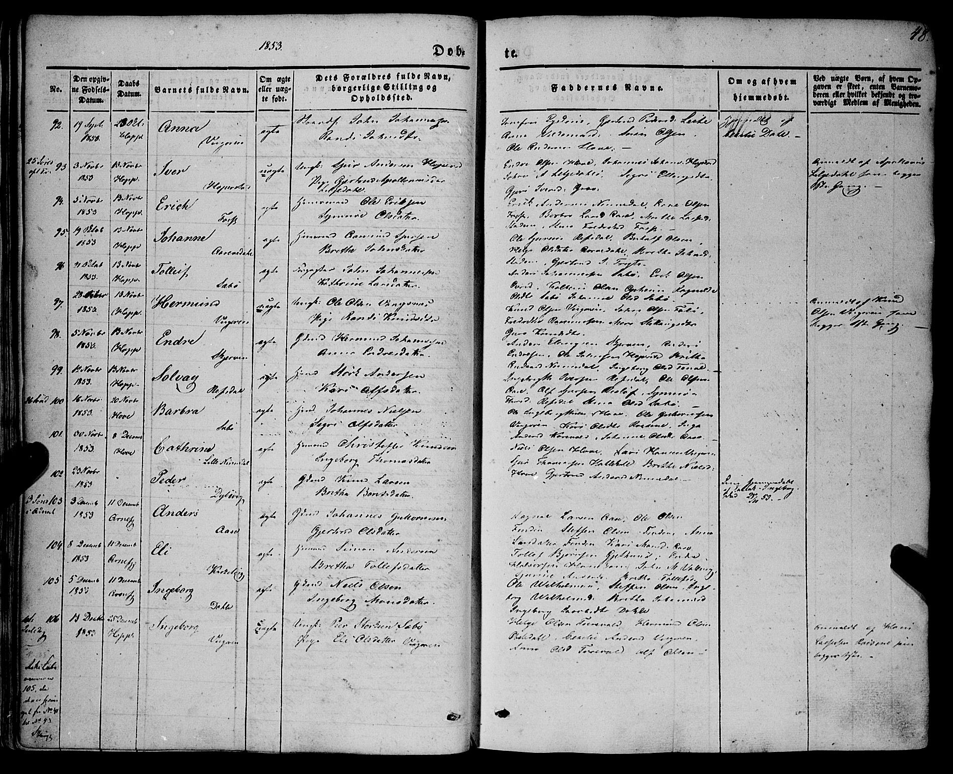 Vik sokneprestembete, AV/SAB-A-81501/H/Haa/Haaa/L0008: Parish register (official) no. A 8, 1846-1865, p. 48