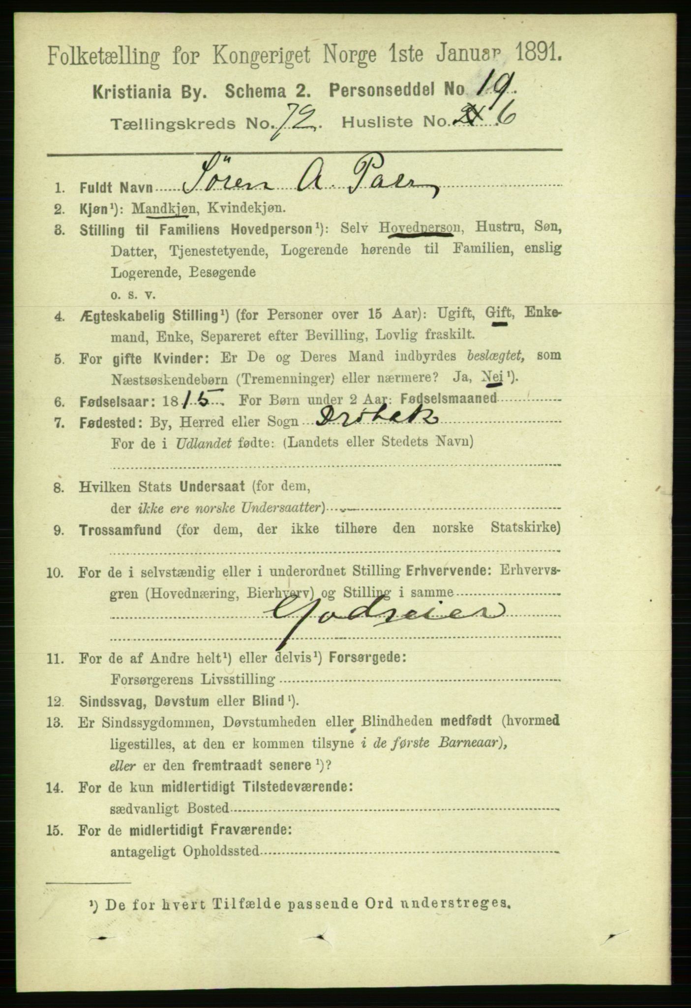 RA, 1891 census for 0301 Kristiania, 1891, p. 39299