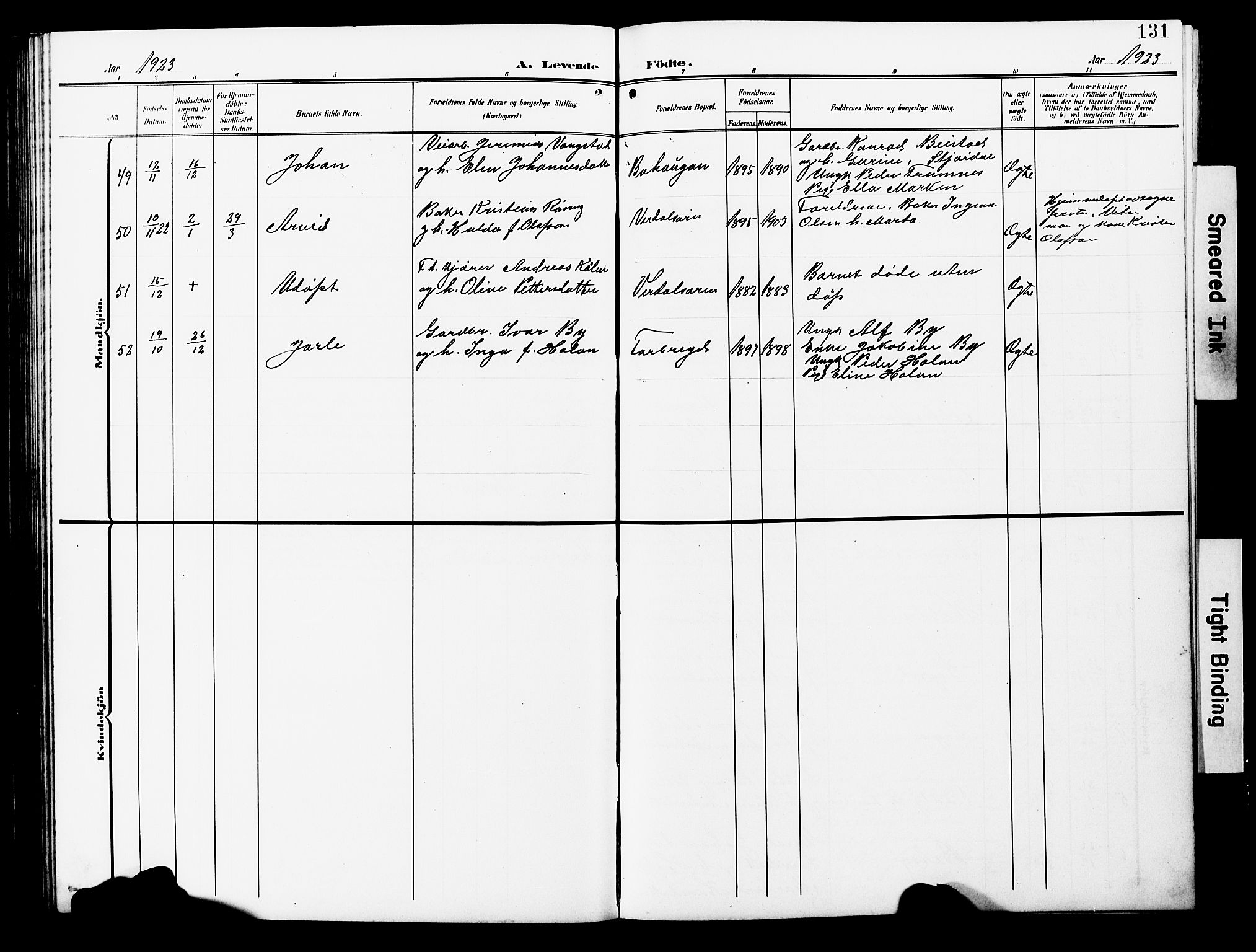 Ministerialprotokoller, klokkerbøker og fødselsregistre - Nord-Trøndelag, SAT/A-1458/723/L0258: Parish register (copy) no. 723C06, 1908-1927, p. 131