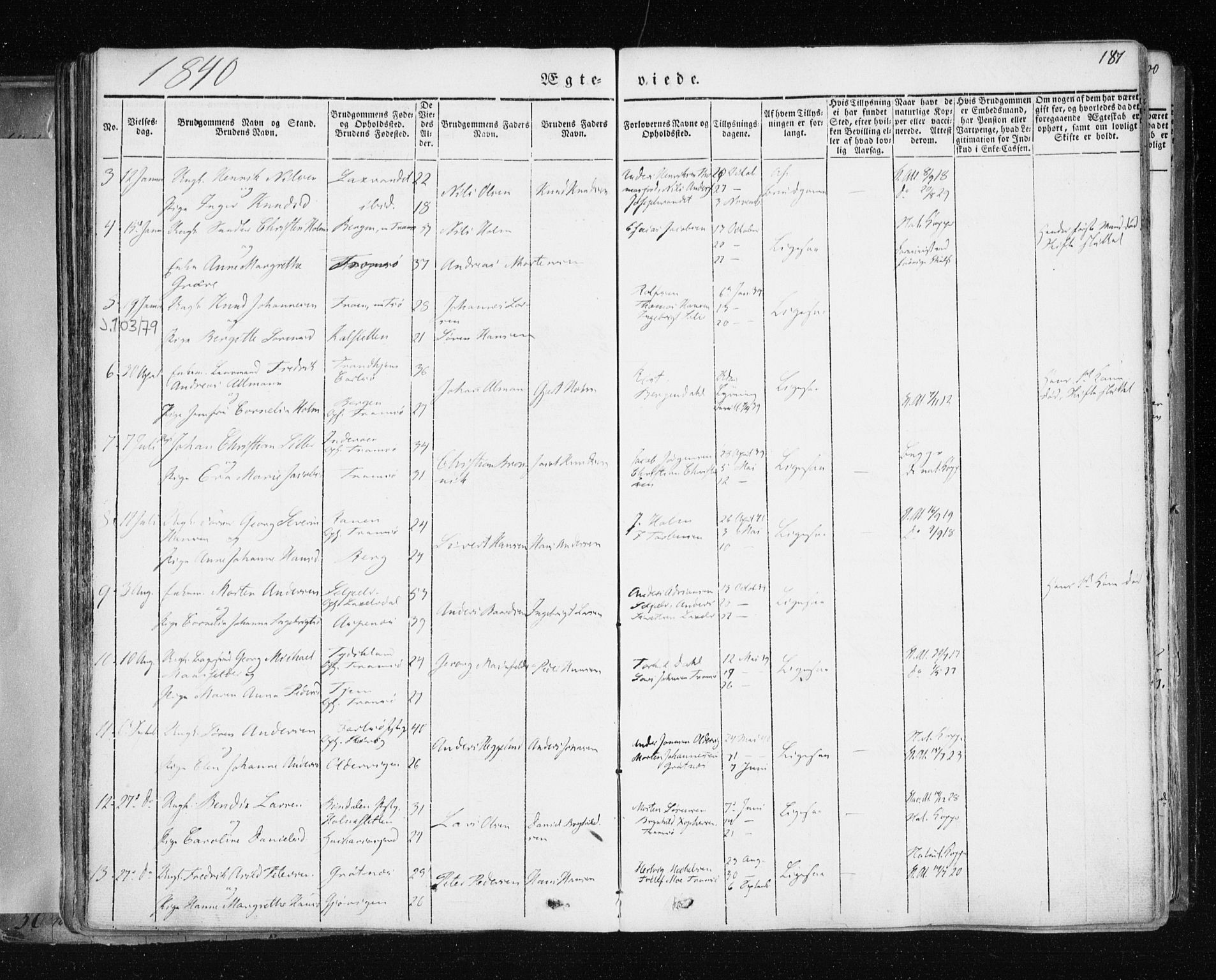 Tromsø sokneprestkontor/stiftsprosti/domprosti, SATØ/S-1343/G/Ga/L0009kirke: Parish register (official) no. 9, 1837-1847, p. 187
