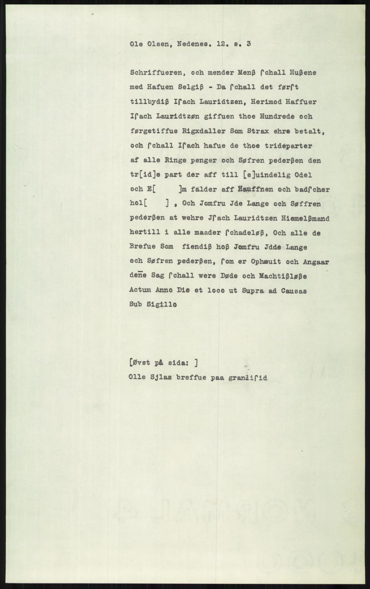 Samlinger til kildeutgivelse, Diplomavskriftsamlingen, AV/RA-EA-4053/H/Ha, p. 3014