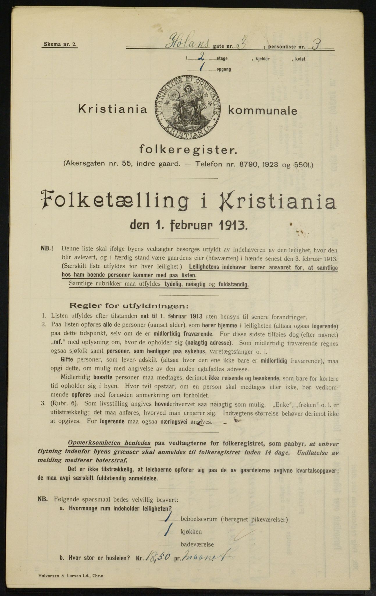 OBA, Municipal Census 1913 for Kristiania, 1913, p. 42142