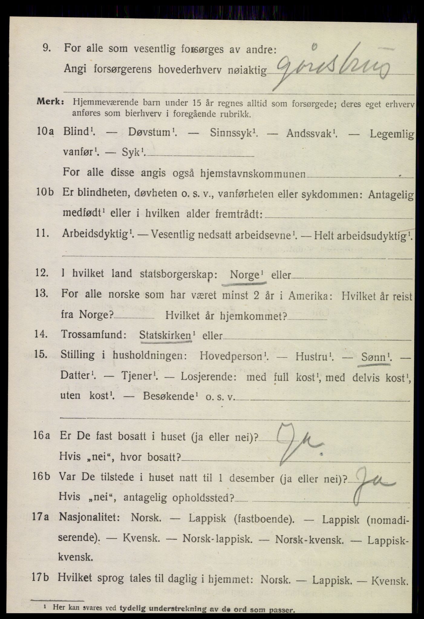 SAT, 1920 census for Meløy, 1920, p. 3446