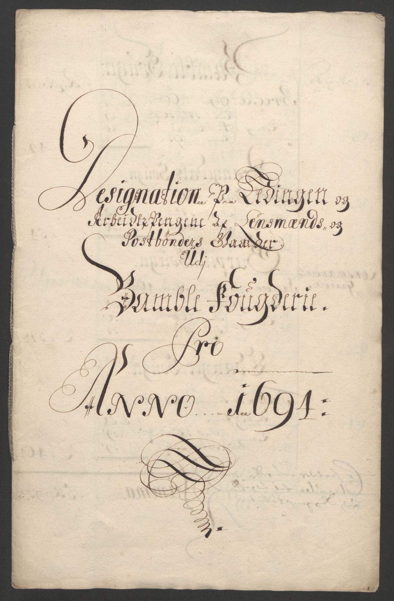 Rentekammeret inntil 1814, Reviderte regnskaper, Fogderegnskap, RA/EA-4092/R36/L2092: Fogderegnskap Øvre og Nedre Telemark og Bamble, 1694, p. 242