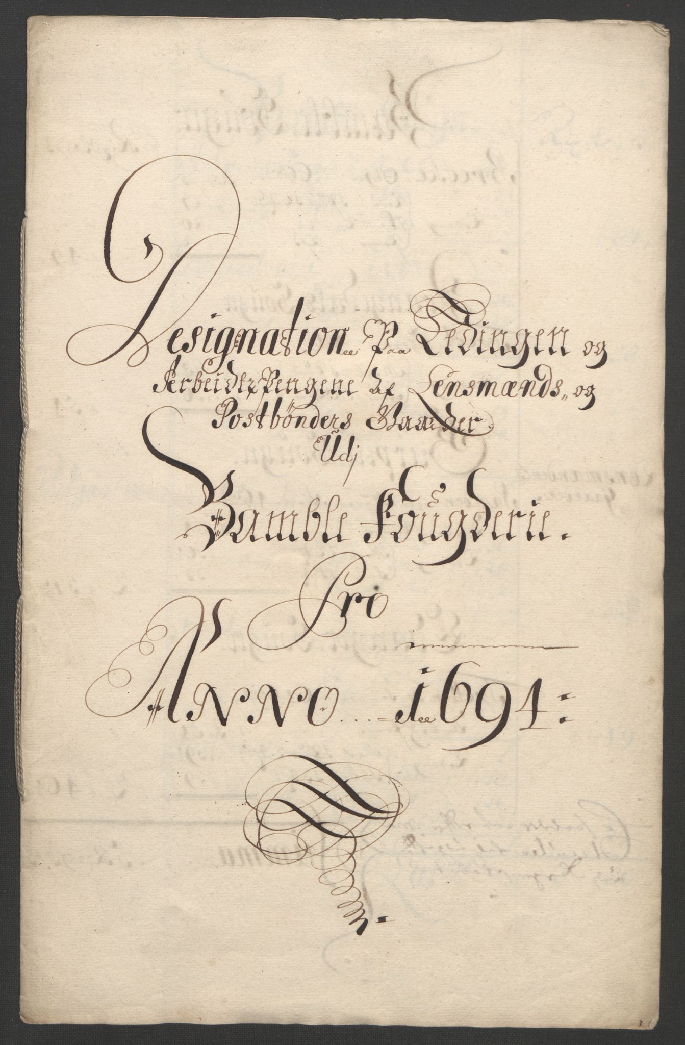 Rentekammeret inntil 1814, Reviderte regnskaper, Fogderegnskap, AV/RA-EA-4092/R36/L2092: Fogderegnskap Øvre og Nedre Telemark og Bamble, 1694, p. 242