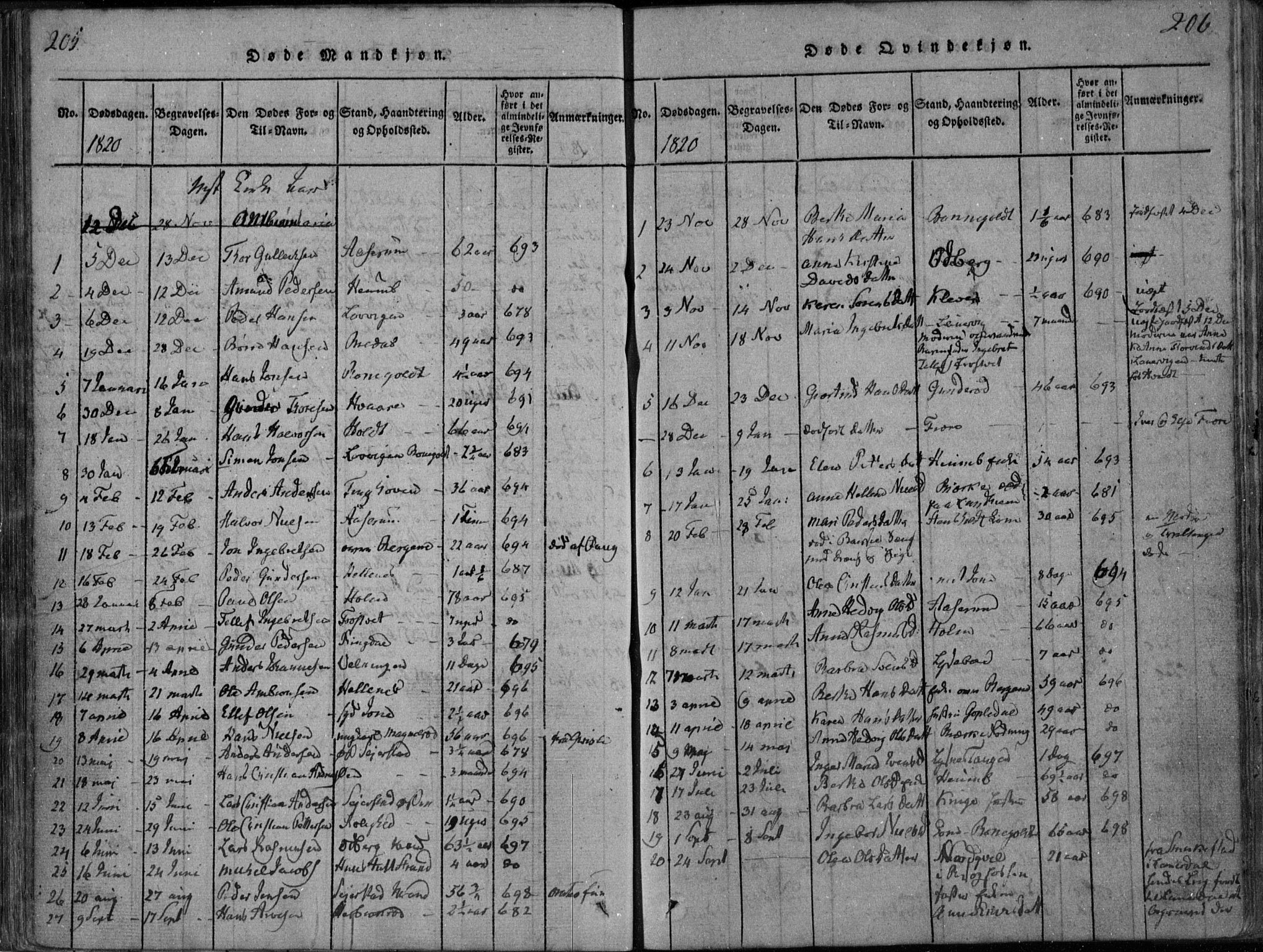 Hedrum kirkebøker, AV/SAKO-A-344/F/Fa/L0004: Parish register (official) no. I 4, 1817-1835, p. 205-206