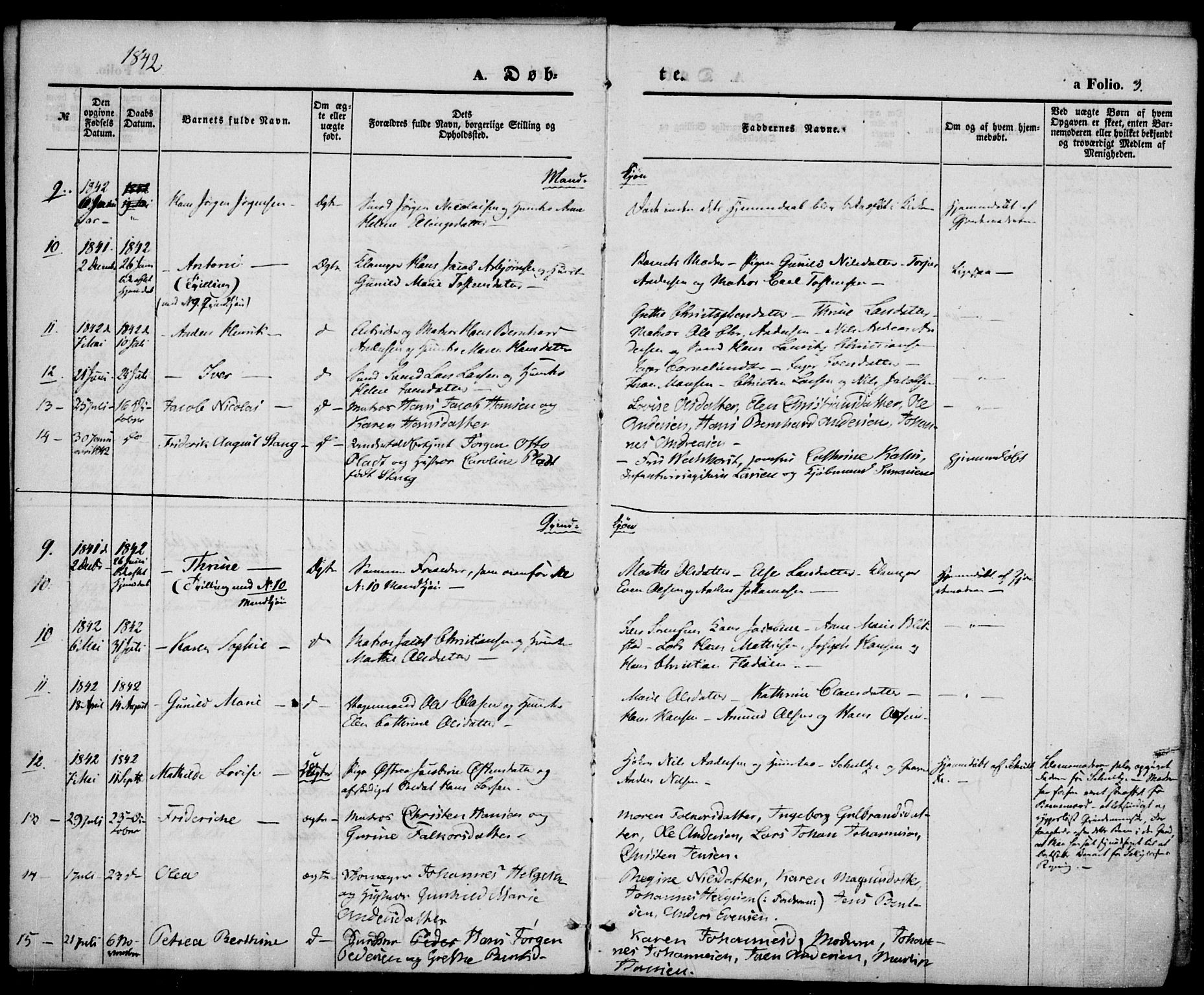 Larvik kirkebøker, AV/SAKO-A-352/F/Fb/L0003: Parish register (official) no. II 3, 1842-1856, p. 3