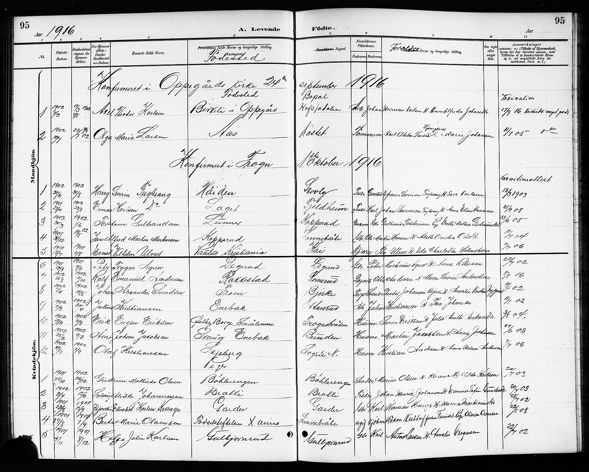 Drøbak prestekontor Kirkebøker, SAO/A-10142a/G/Gb/L0001: Parish register (copy) no. II 1, 1901-1919, p. 95
