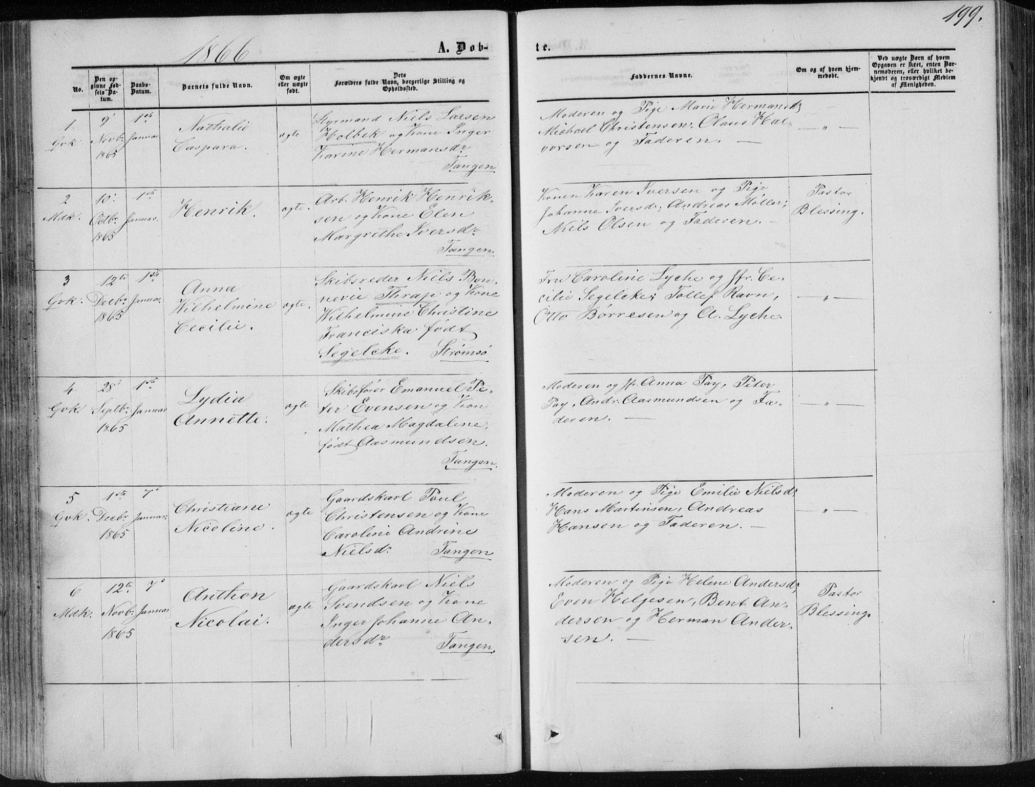 Strømsø kirkebøker, SAKO/A-246/F/Fa/L0015: Parish register (official) no. I 15, 1859-1868, p. 199