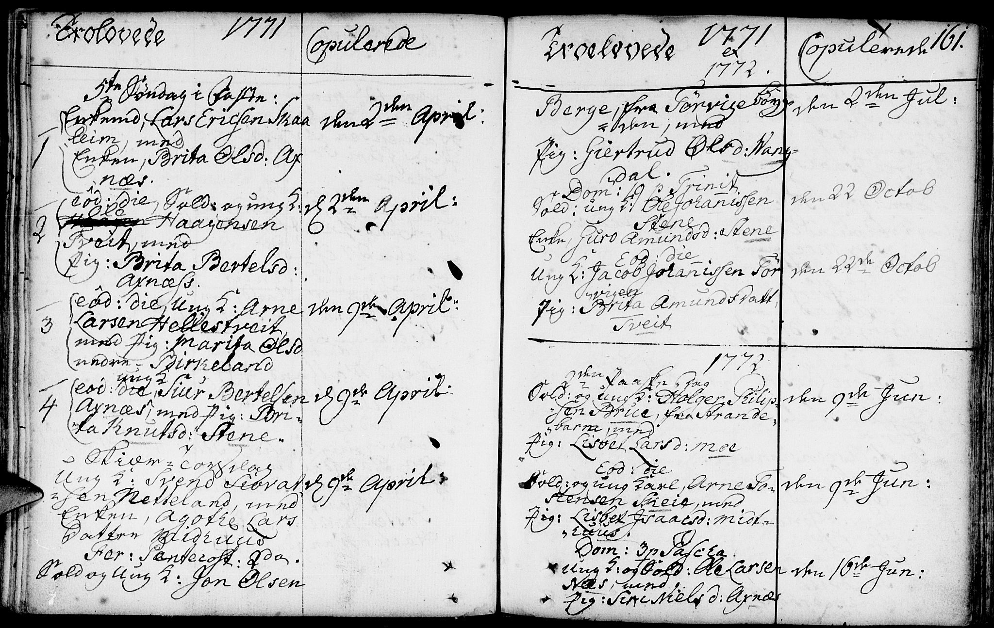 Kvam sokneprestembete, SAB/A-76201/H/Haa: Parish register (official) no. A 3, 1743-1795, p. 161