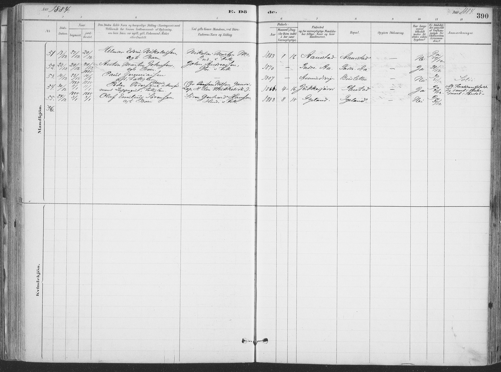 Ibestad sokneprestembete, AV/SATØ-S-0077/H/Ha/Haa/L0011kirke: Parish register (official) no. 11, 1880-1889, p. 390