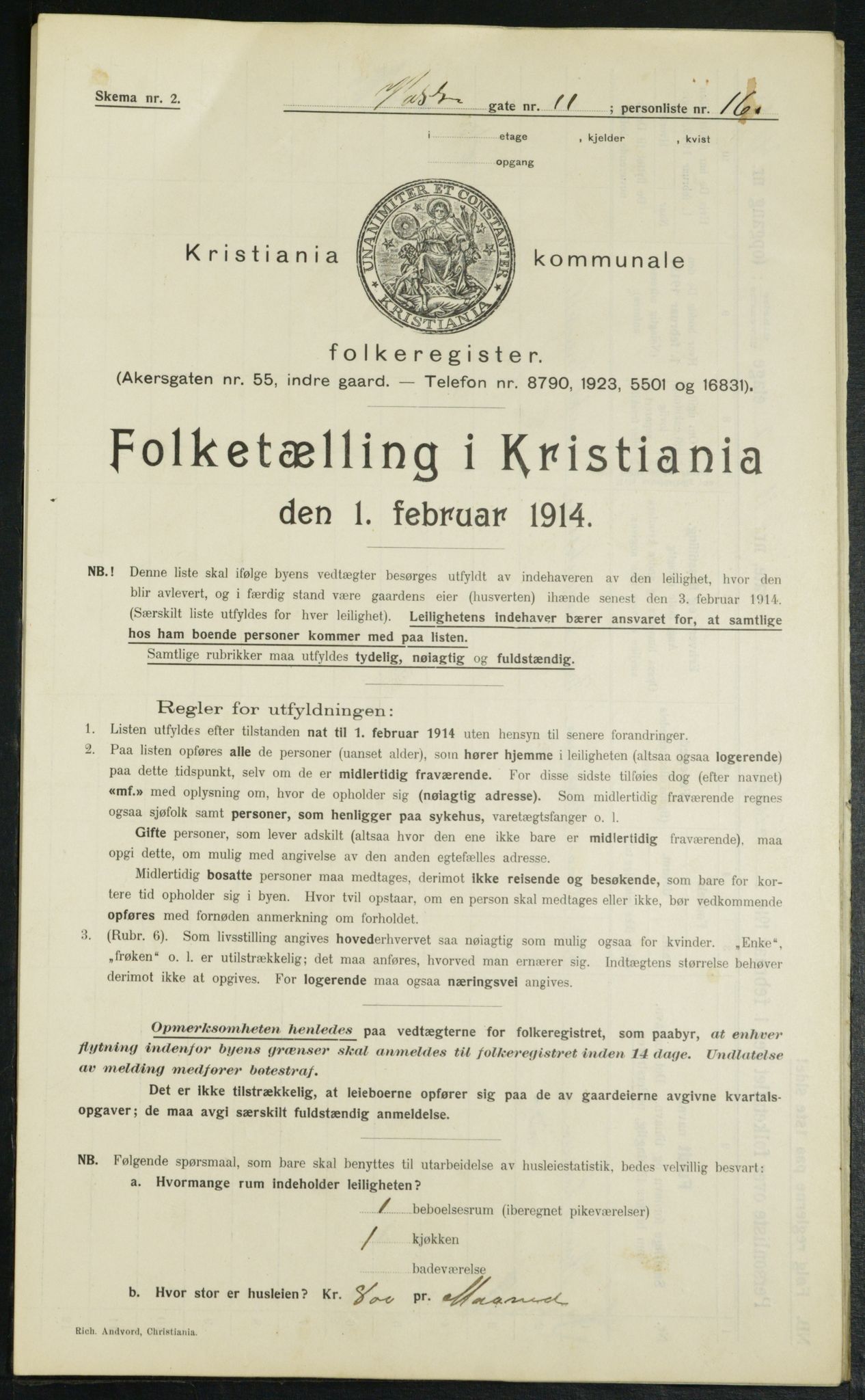 OBA, Municipal Census 1914 for Kristiania, 1914, p. 126462