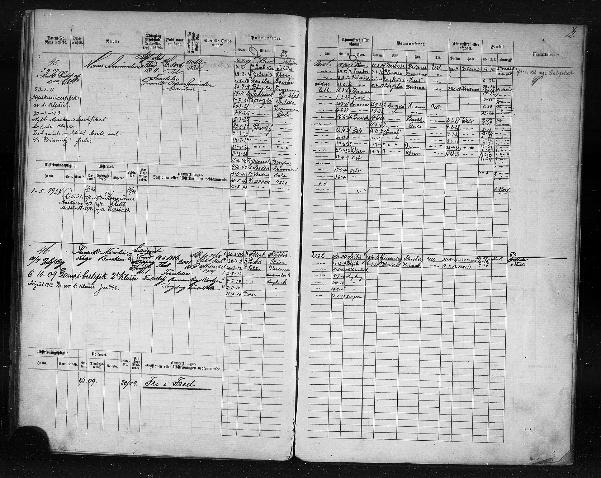 Halden mønstringskontor, SAO/A-10569a/F/Fc/Fcd/L0003: Annotasjons- og hovedrulle for maskinister og fyrbøtere, 1876-1918, p. 32