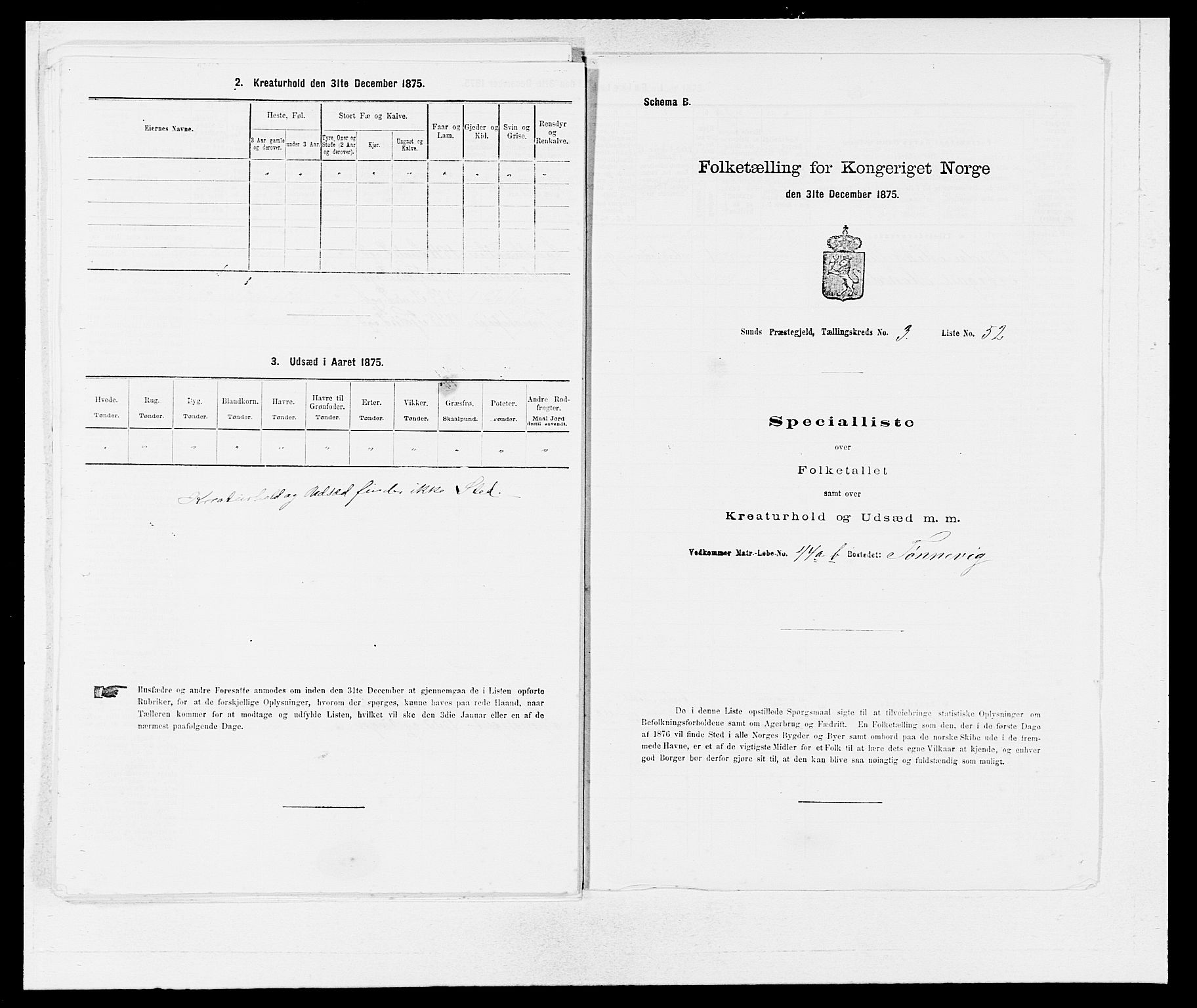 SAB, 1875 census for 1245P Sund, 1875, p. 330