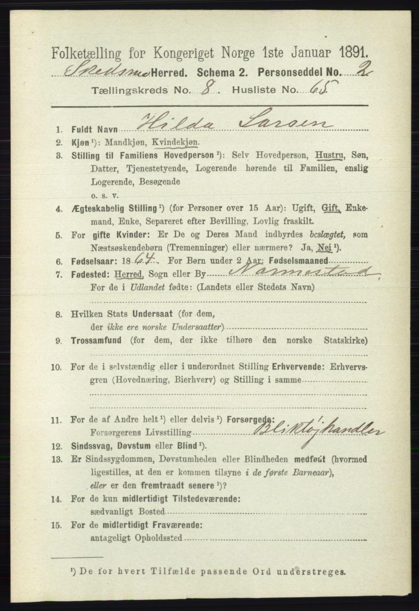 RA, 1891 census for 0231 Skedsmo, 1891, p. 4637