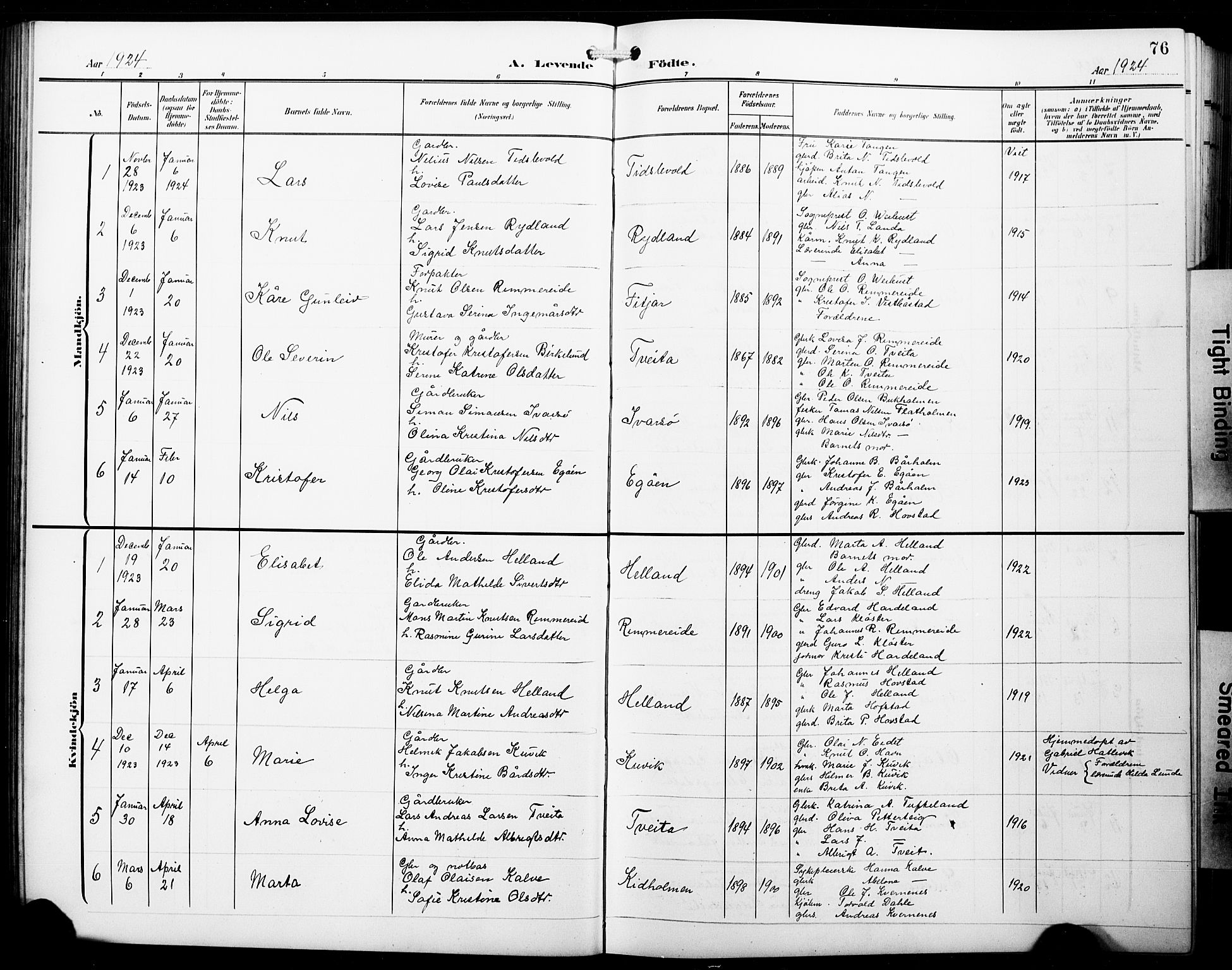 Fitjar sokneprestembete, SAB/A-99926: Parish register (copy) no. B 1, 1906-1928, p. 76