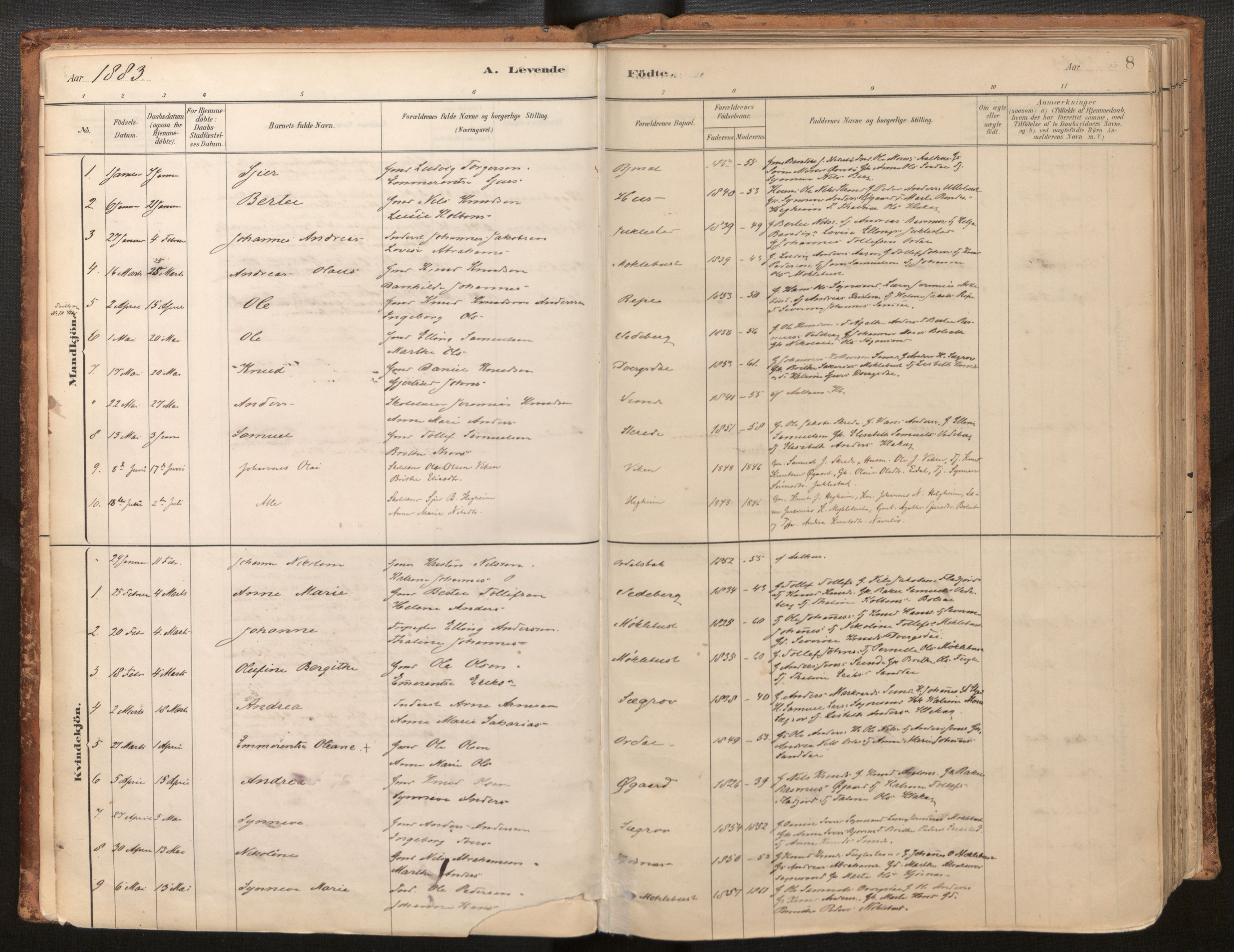 Jølster sokneprestembete, SAB/A-80701/H/Haa/Haac/L0001: Parish register (official) no. C 1, 1882-1928, p. 8