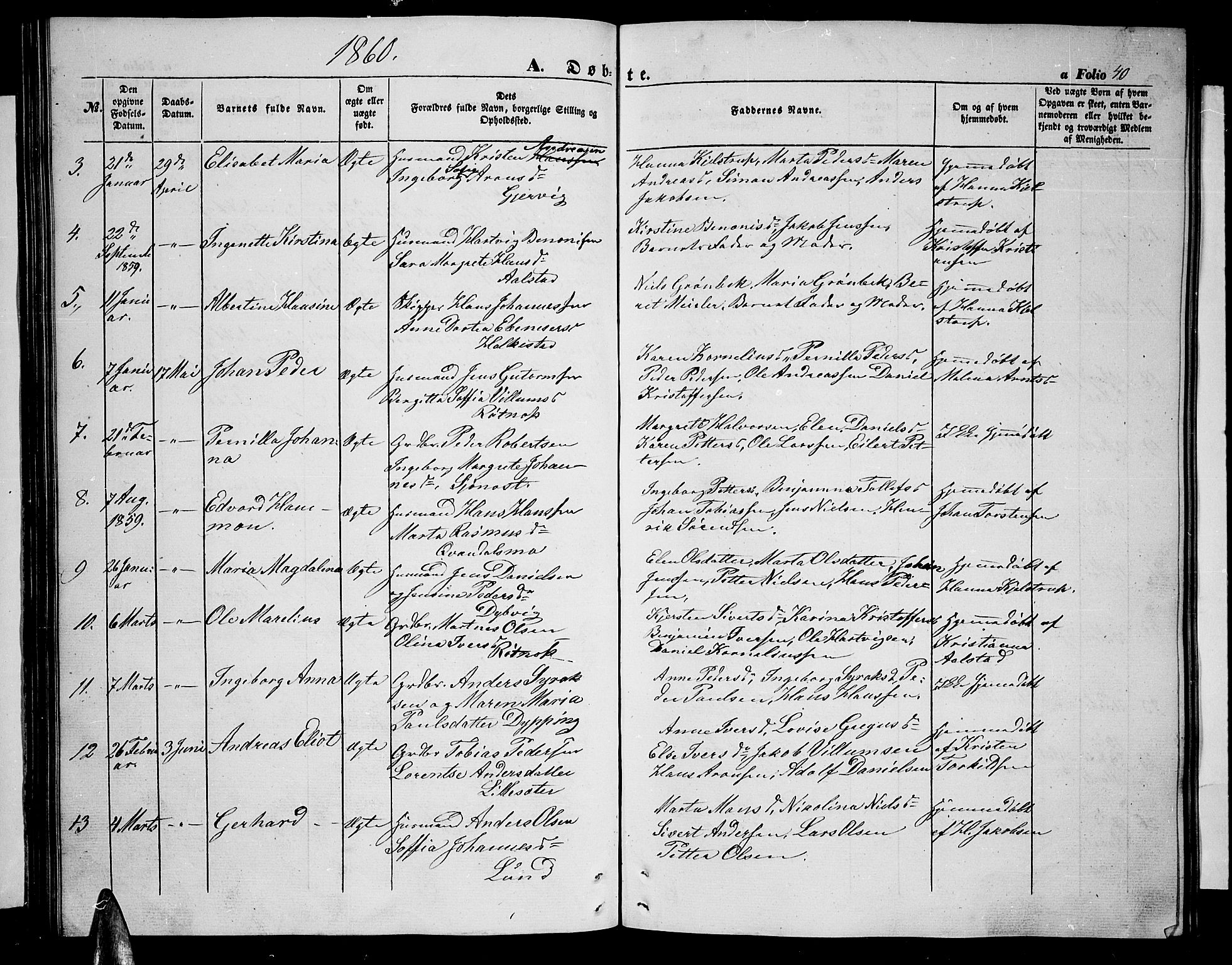 Ministerialprotokoller, klokkerbøker og fødselsregistre - Nordland, AV/SAT-A-1459/855/L0814: Parish register (copy) no. 855C03, 1851-1864, p. 40