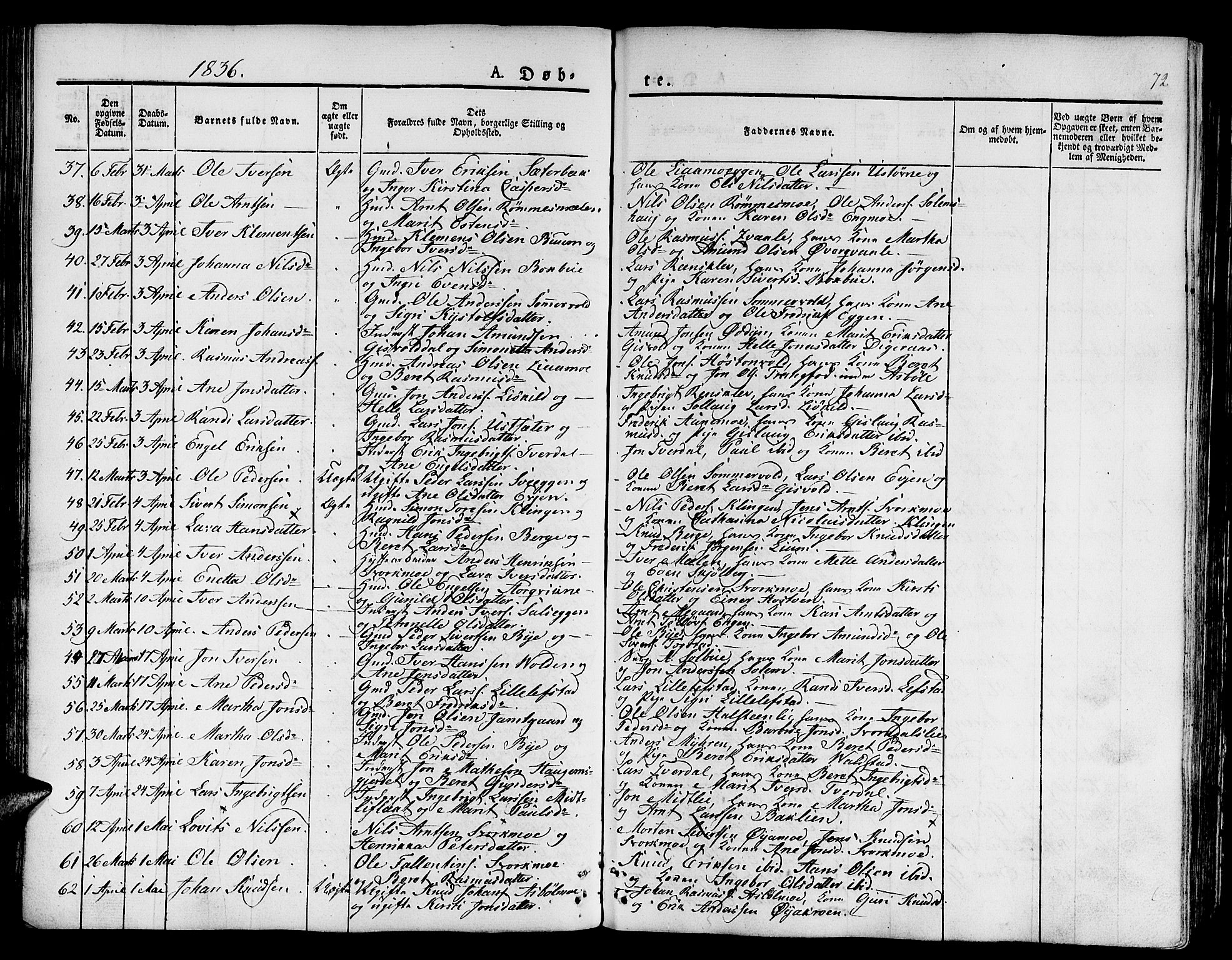 Ministerialprotokoller, klokkerbøker og fødselsregistre - Sør-Trøndelag, SAT/A-1456/668/L0804: Parish register (official) no. 668A04, 1826-1839, p. 72