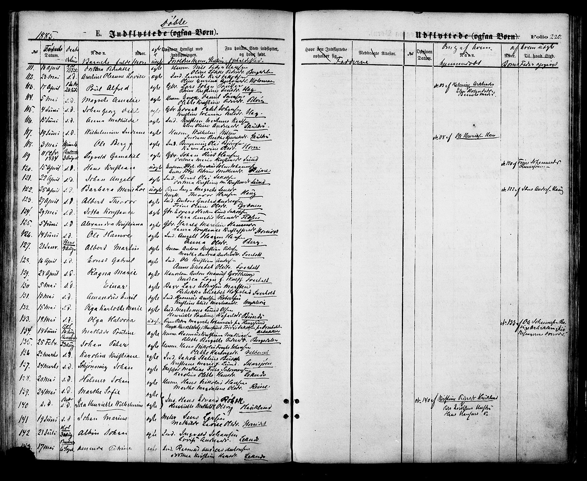 Ministerialprotokoller, klokkerbøker og fødselsregistre - Nordland, AV/SAT-A-1459/881/L1166: Parish register (copy) no. 881C03, 1876-1885, p. 220