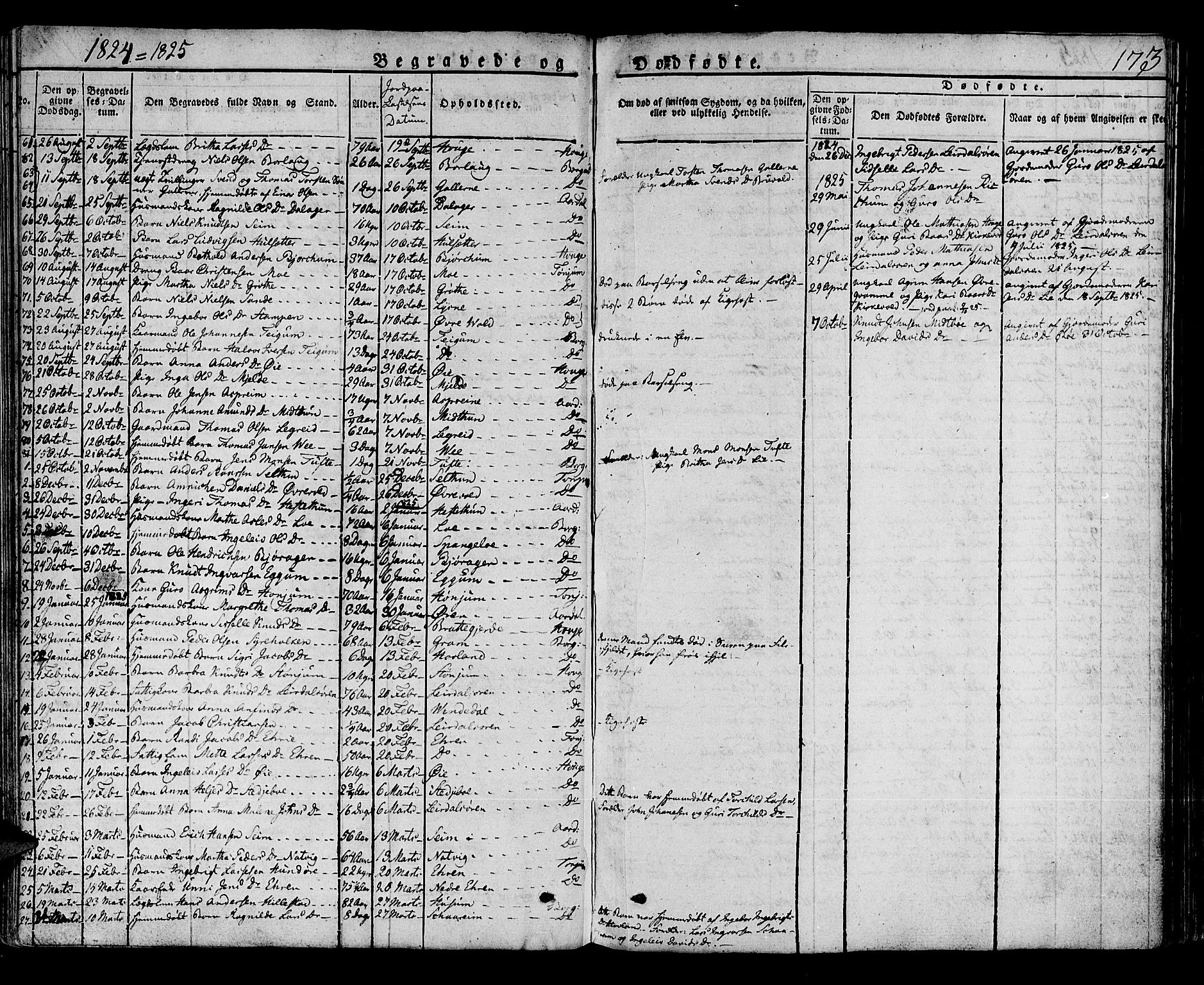 Lærdal sokneprestembete, SAB/A-81201: Parish register (official) no. A 5, 1822-1834, p. 173