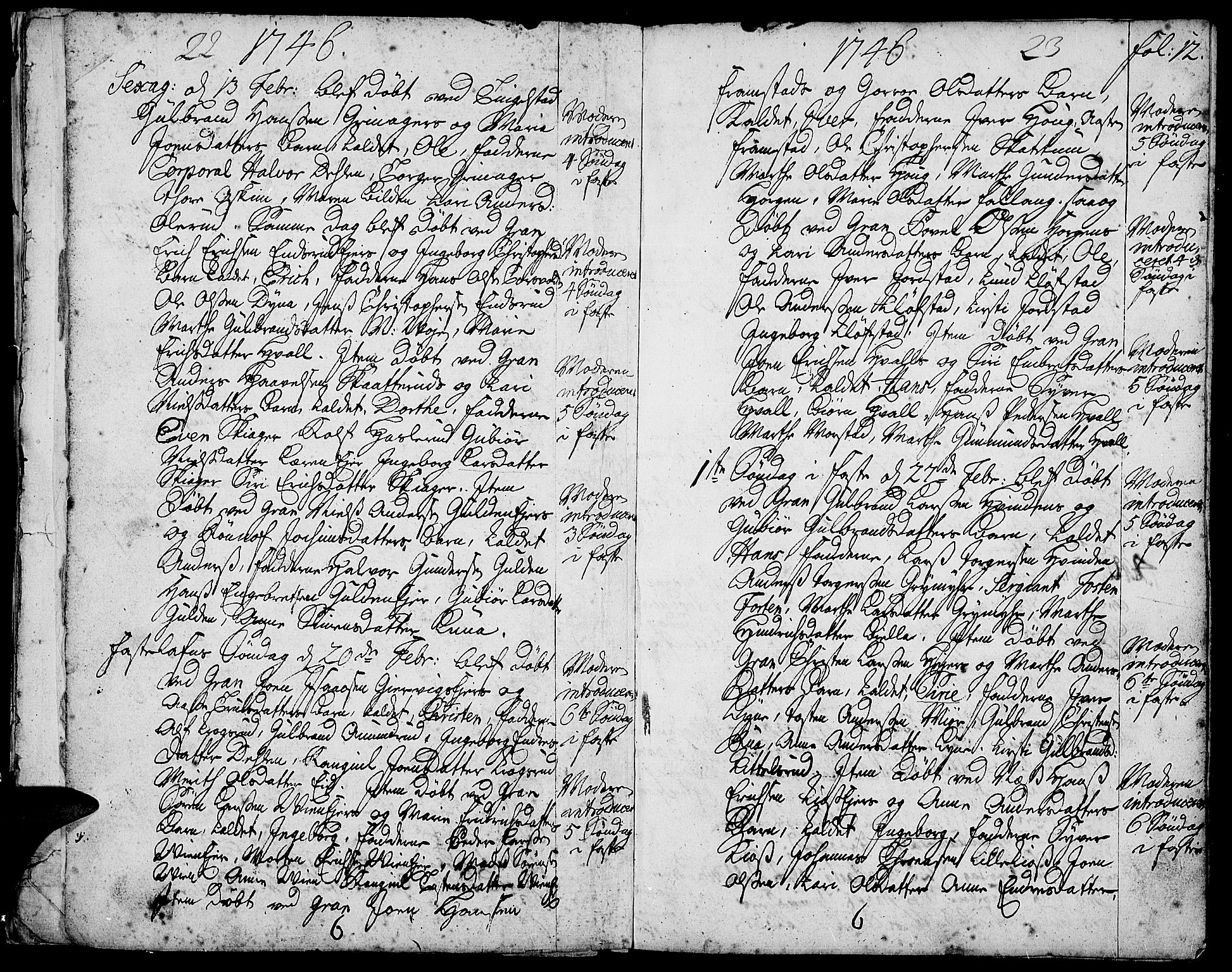 Gran prestekontor, AV/SAH-PREST-112/H/Ha/Haa/L0003: Parish register (official) no. 3, 1745-1758, p. 12