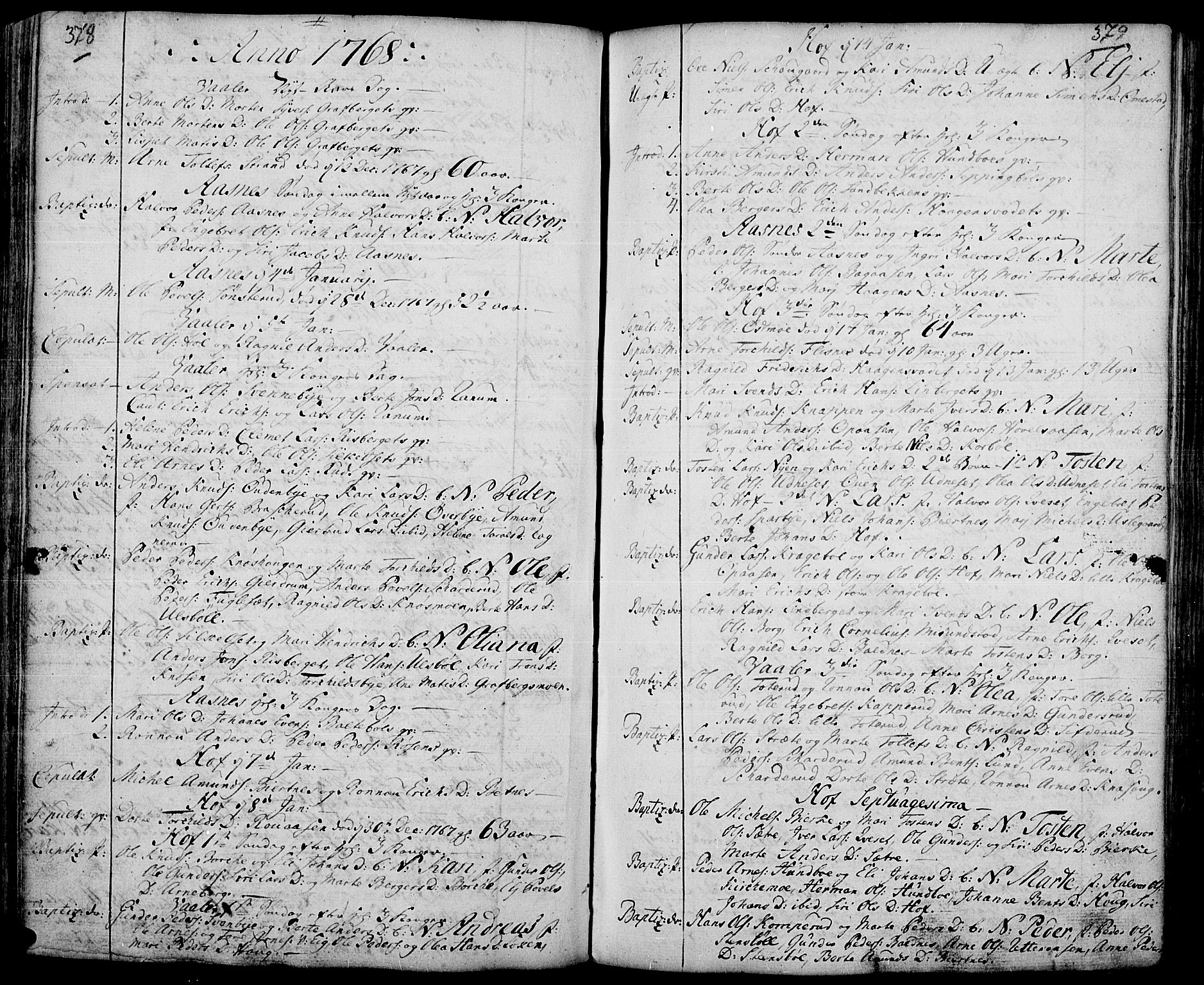 Hof prestekontor, SAH/PREST-038/H/Ha/Haa/L0003: Parish register (official) no. 3, 1750-1789, p. 378-379