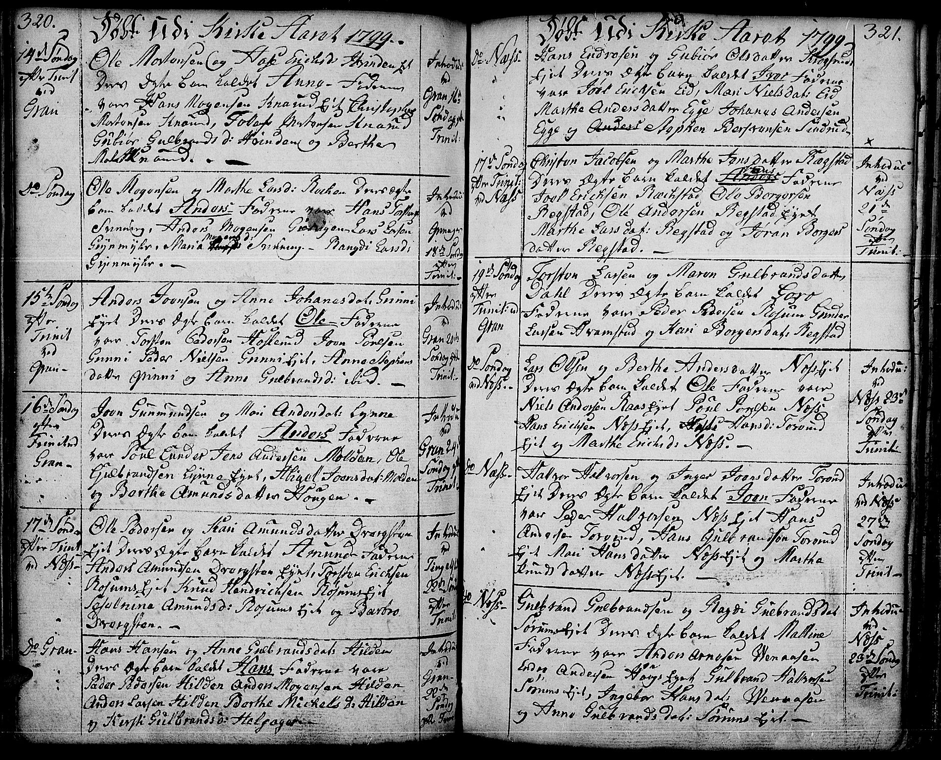 Gran prestekontor, AV/SAH-PREST-112/H/Ha/Haa/L0006: Parish register (official) no. 6, 1787-1824, p. 320-321