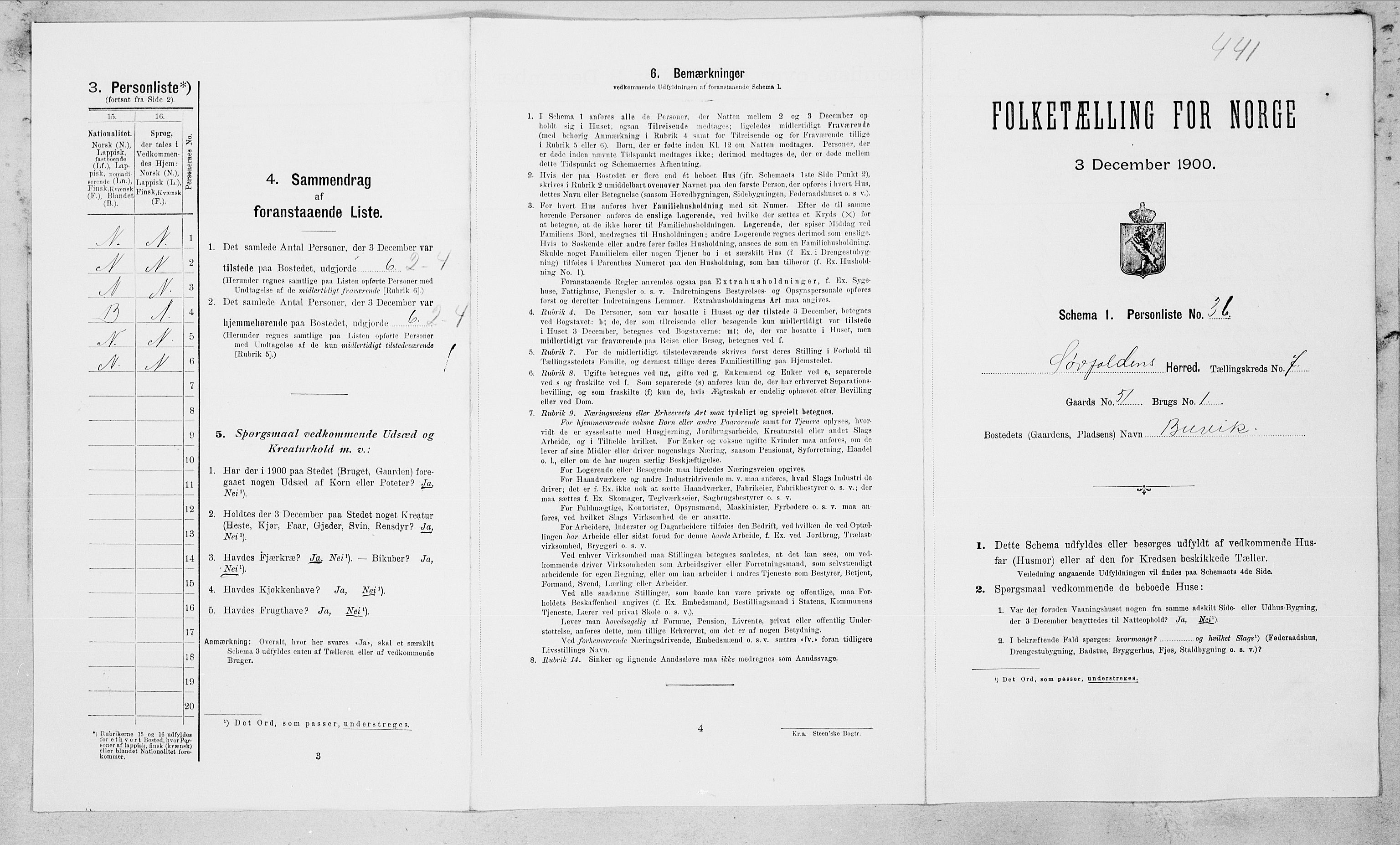 SAT, 1900 census for Sørfold, 1900, p. 457